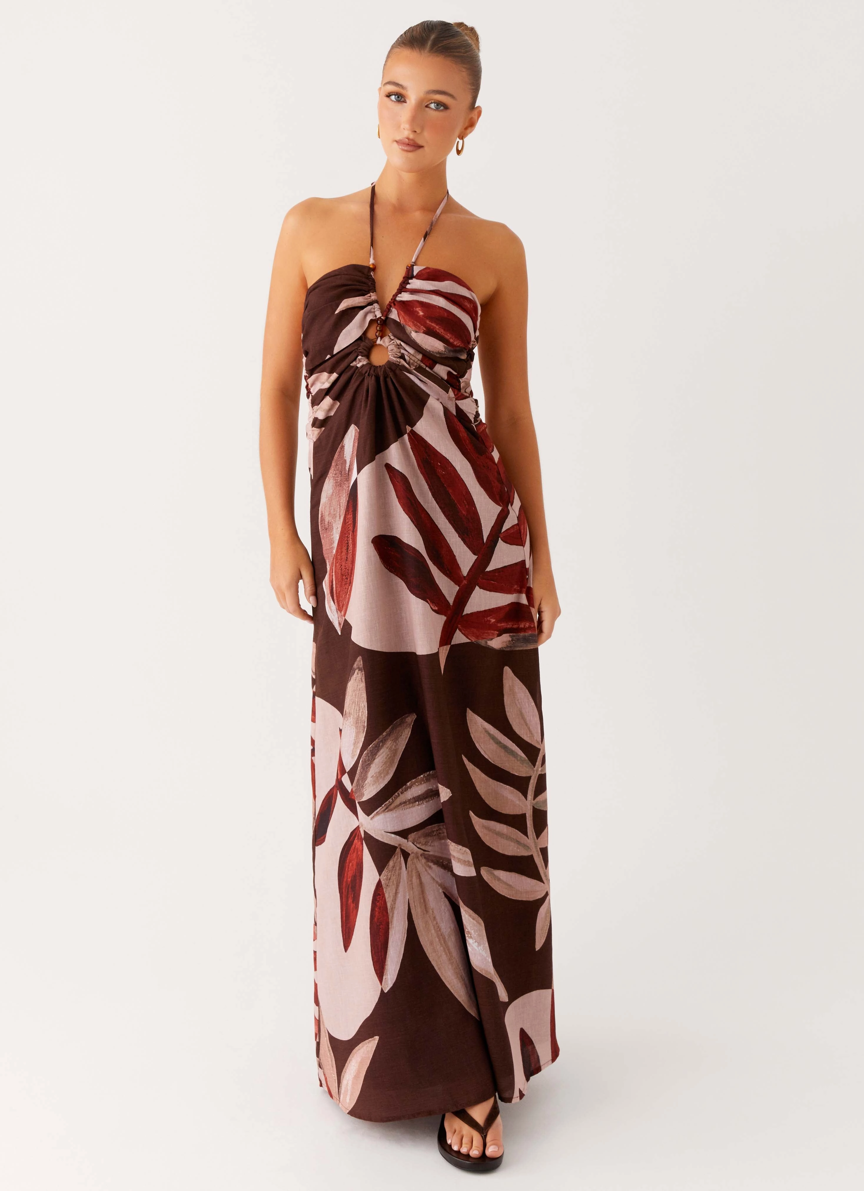 Ramona Linen Maxi Dress - Cinnamon Palm Mood Edge
