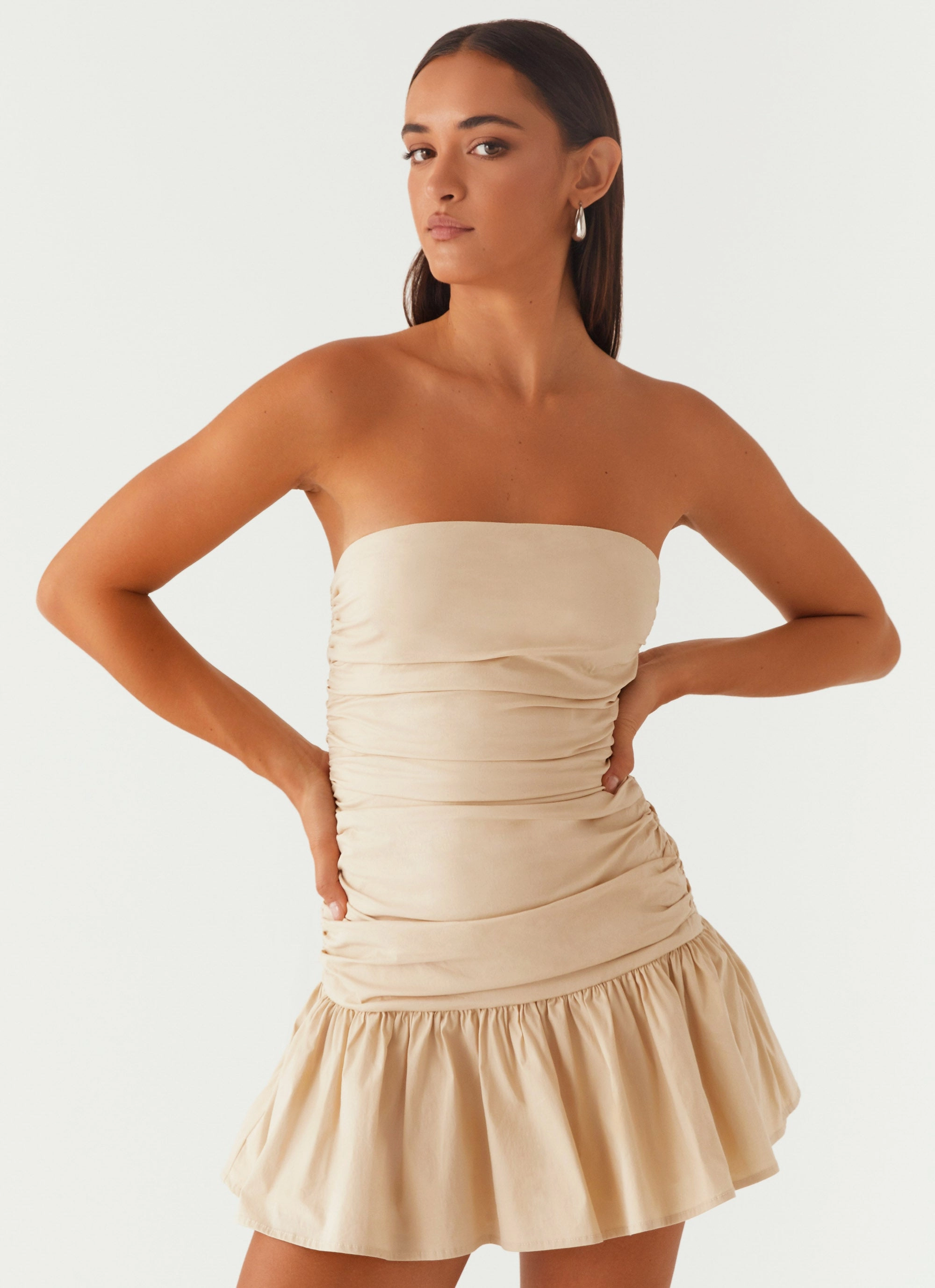 Carmel Mini Dress - Ivory Sleek Silhouette