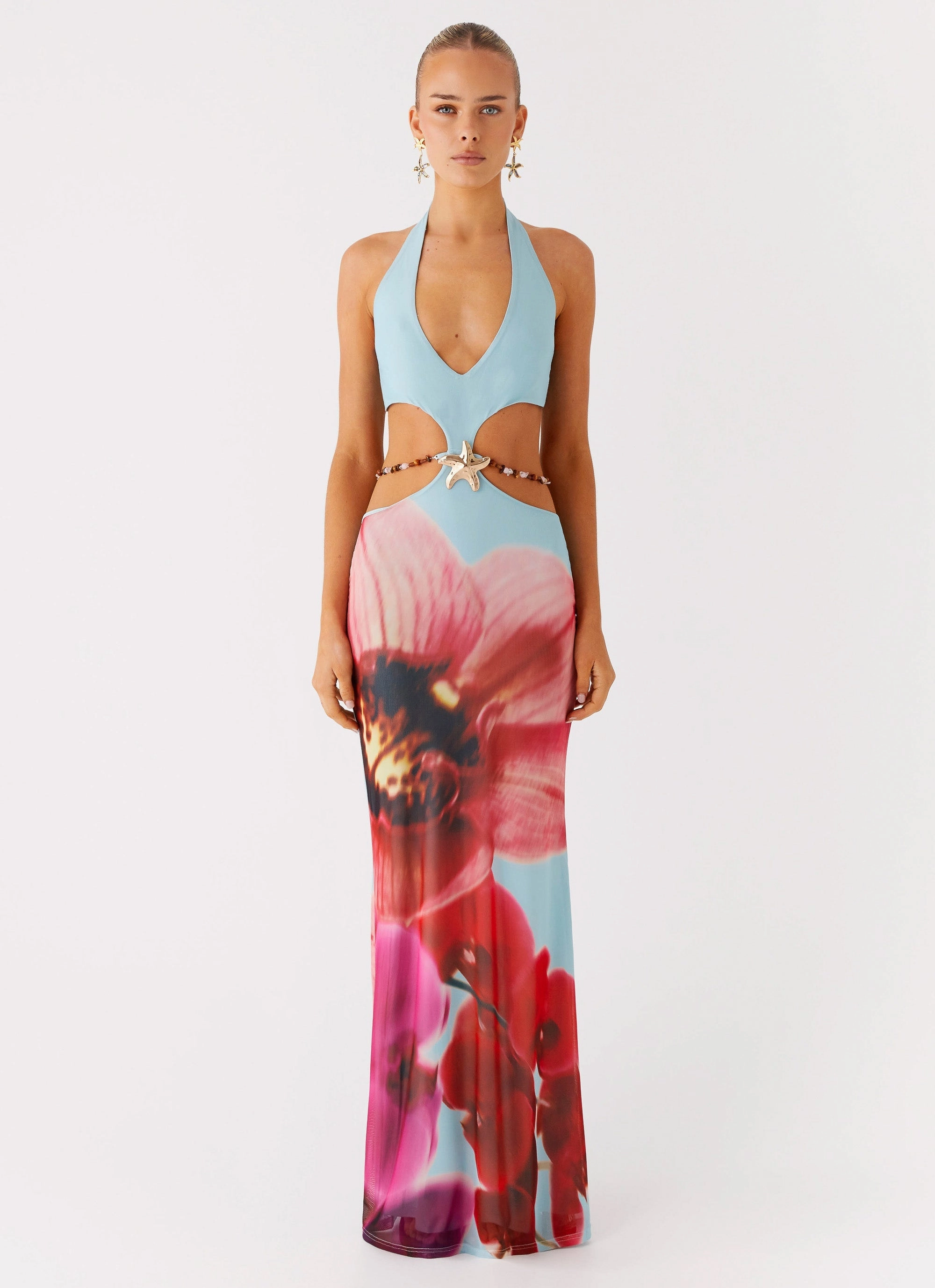 Bust-Enhancing Time To Dance Maxi Dress - Turquoise Bloom