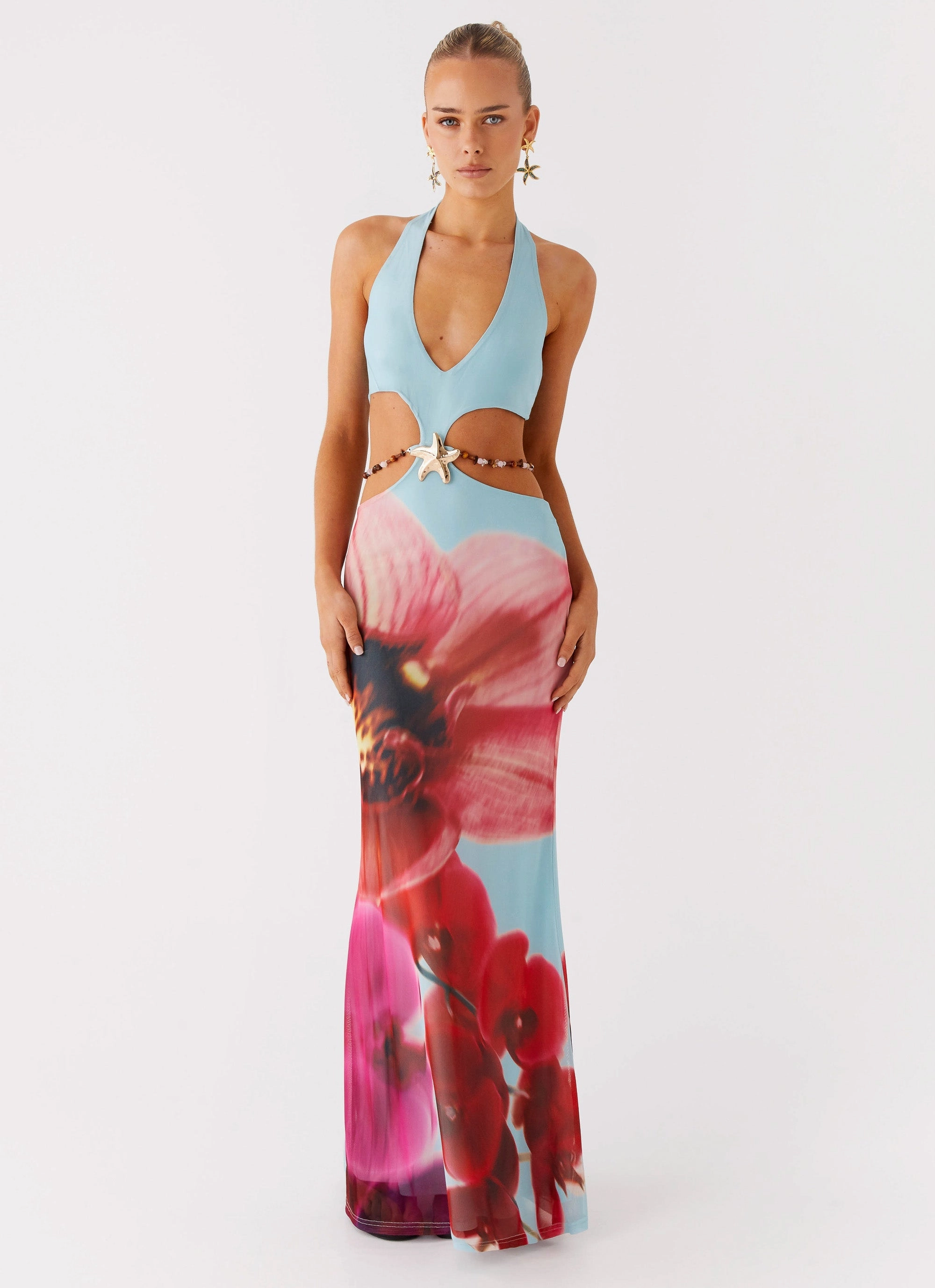 Time To Dance Maxi Dress - Turquoise Bloom Modern Flow Boho Aesthetic