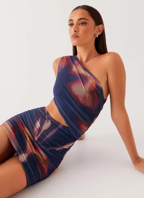 Tulle Air Casual Lines Addie Mini Dress - Midnight Bloom