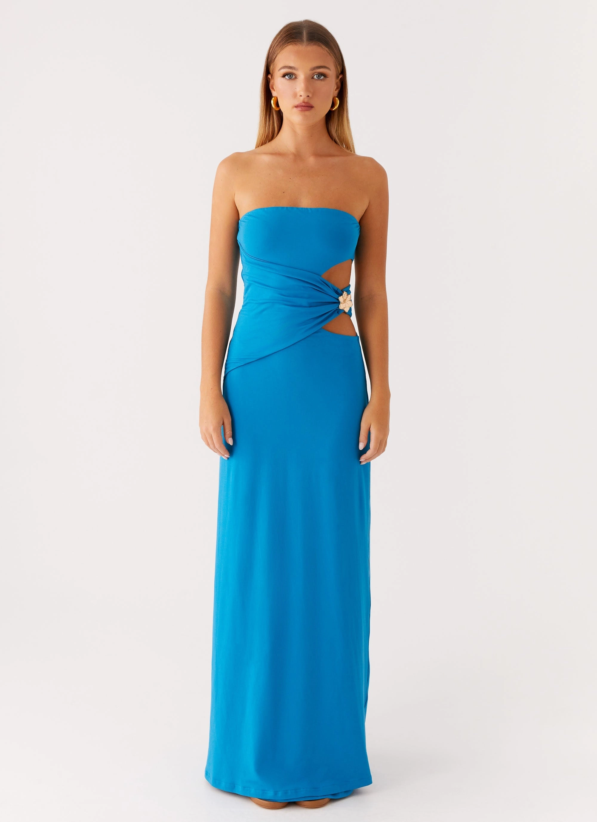 Underwire-Support Silky Drape Anetta Maxi Dress - Royal Blue