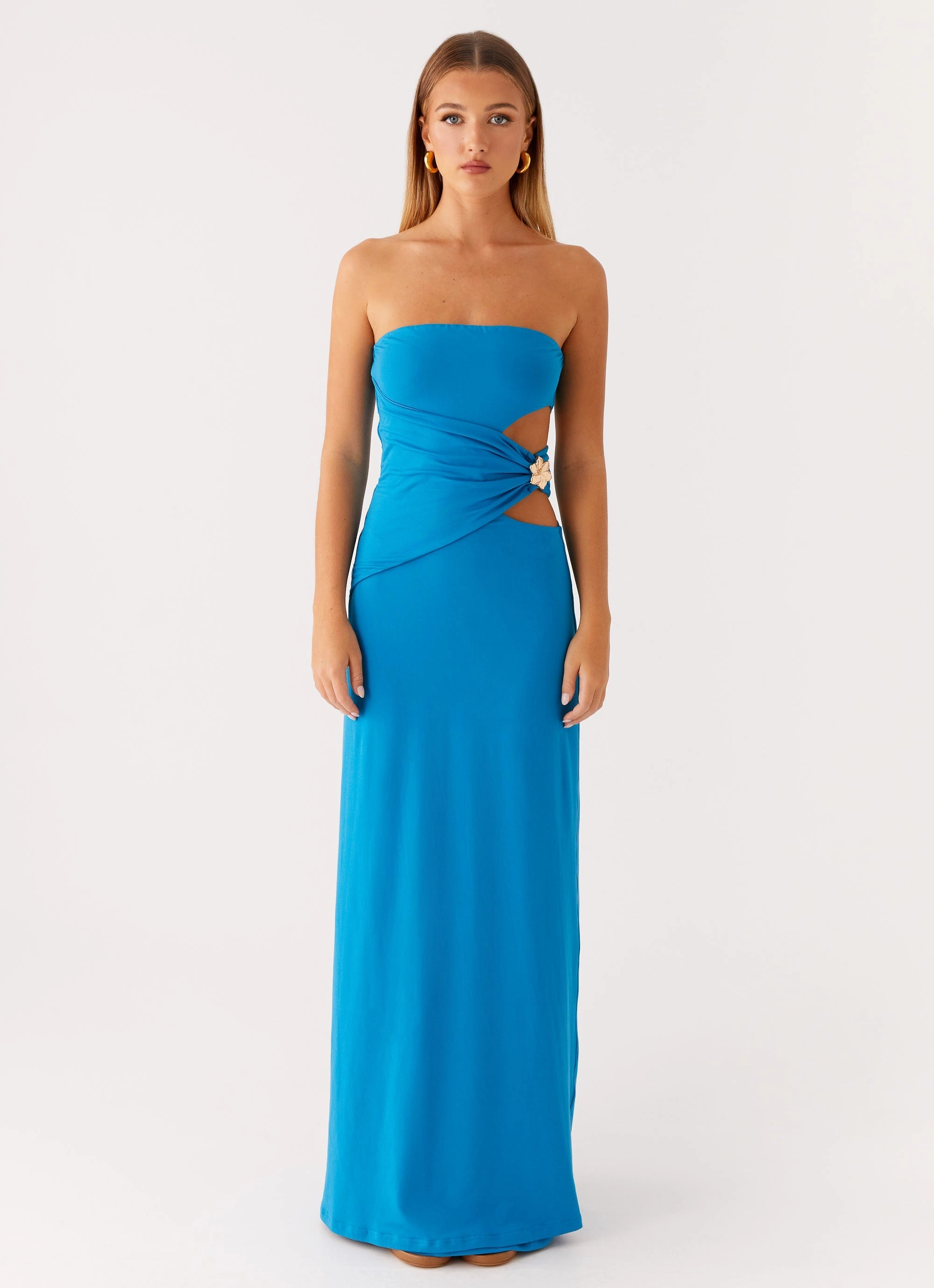 Anetta Maxi Dress - Royal Blue High Cut Bold Structure