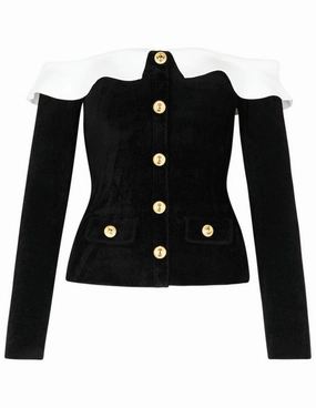 Quick Release Closure Self-Portrait Chenille Knit Off Shoulder Top SALE