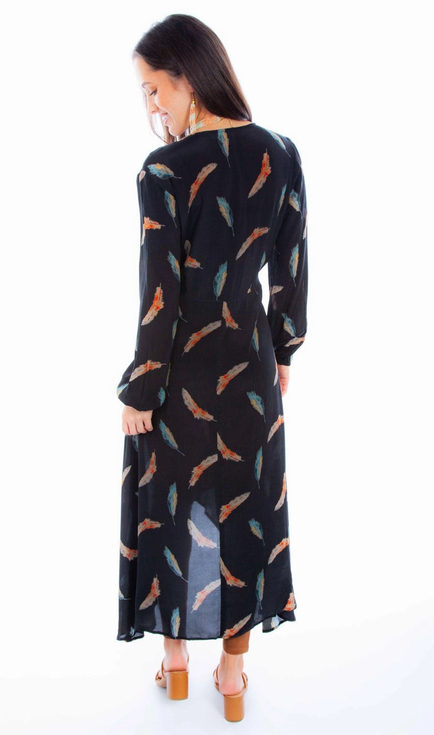 Scully Womens Feathers Black Multi-Color Cardigan Sweater Cozy Knit Style Trendy Outfit