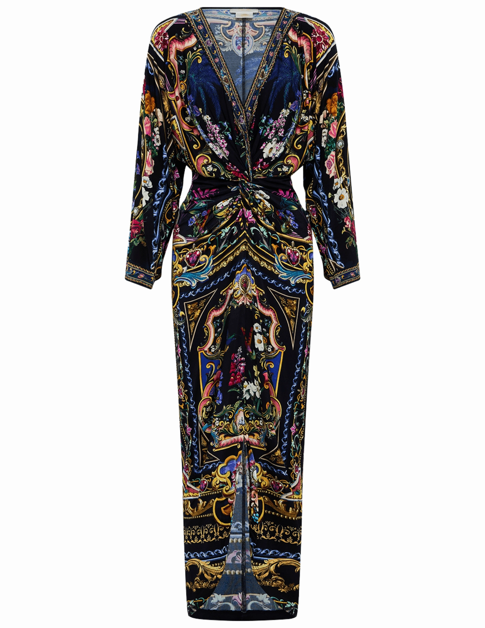 Short Sleeve Camilla Long Split Front Twist Dress