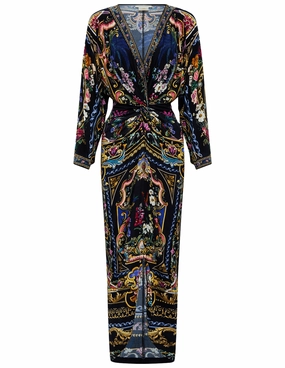 Camilla Long Split Front Twist Dress Sleek Look StaticResistantMaterial