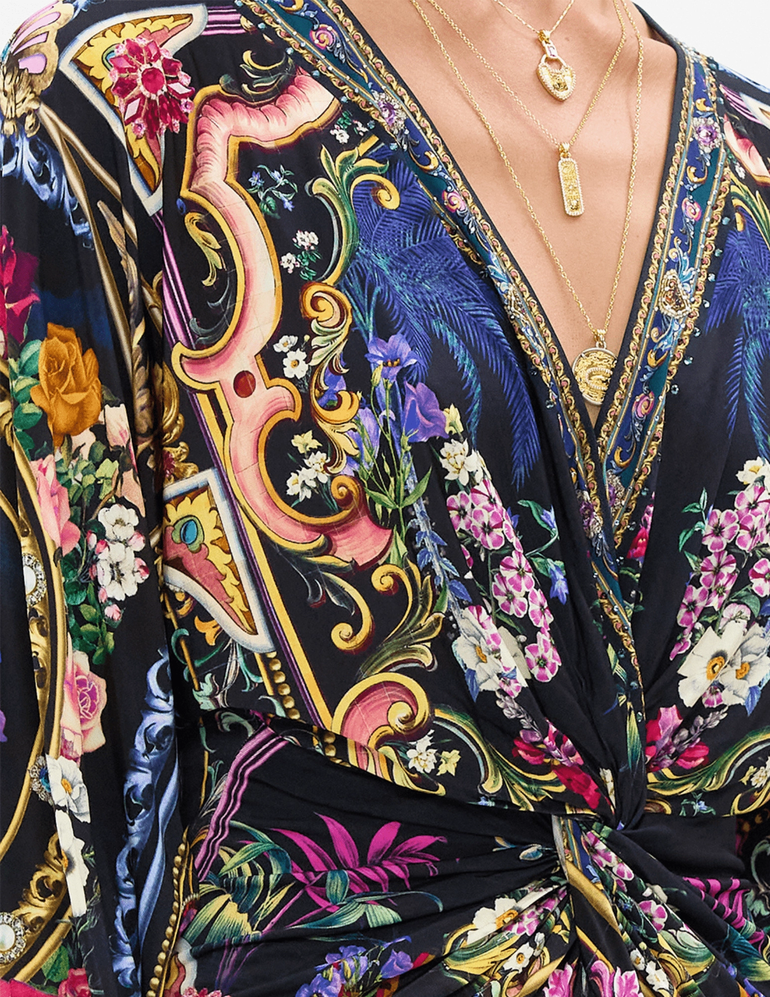 Camilla Long Split Front Twist Dress Soft-touch