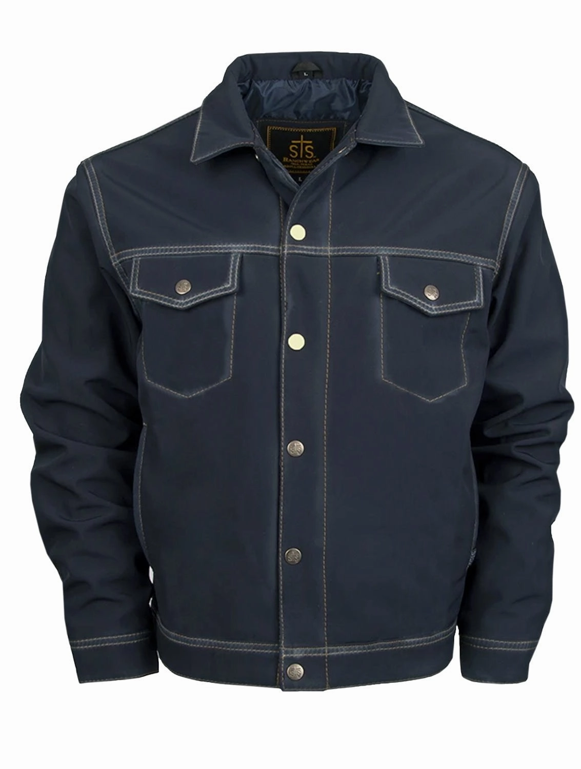 STS Ranchwear Mens Brumby Enzyme Navy 100% Polyester Denim Cut Softshell Jacket Everyday Layer Style