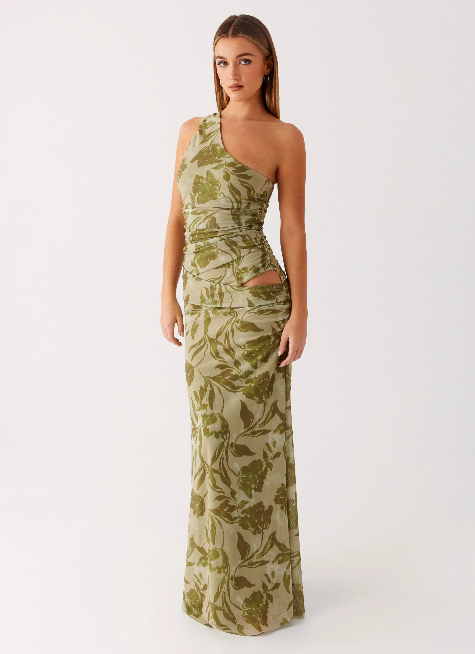 Calm Touch Unique Cut Georgiana Maxi Dress - Jade Fern