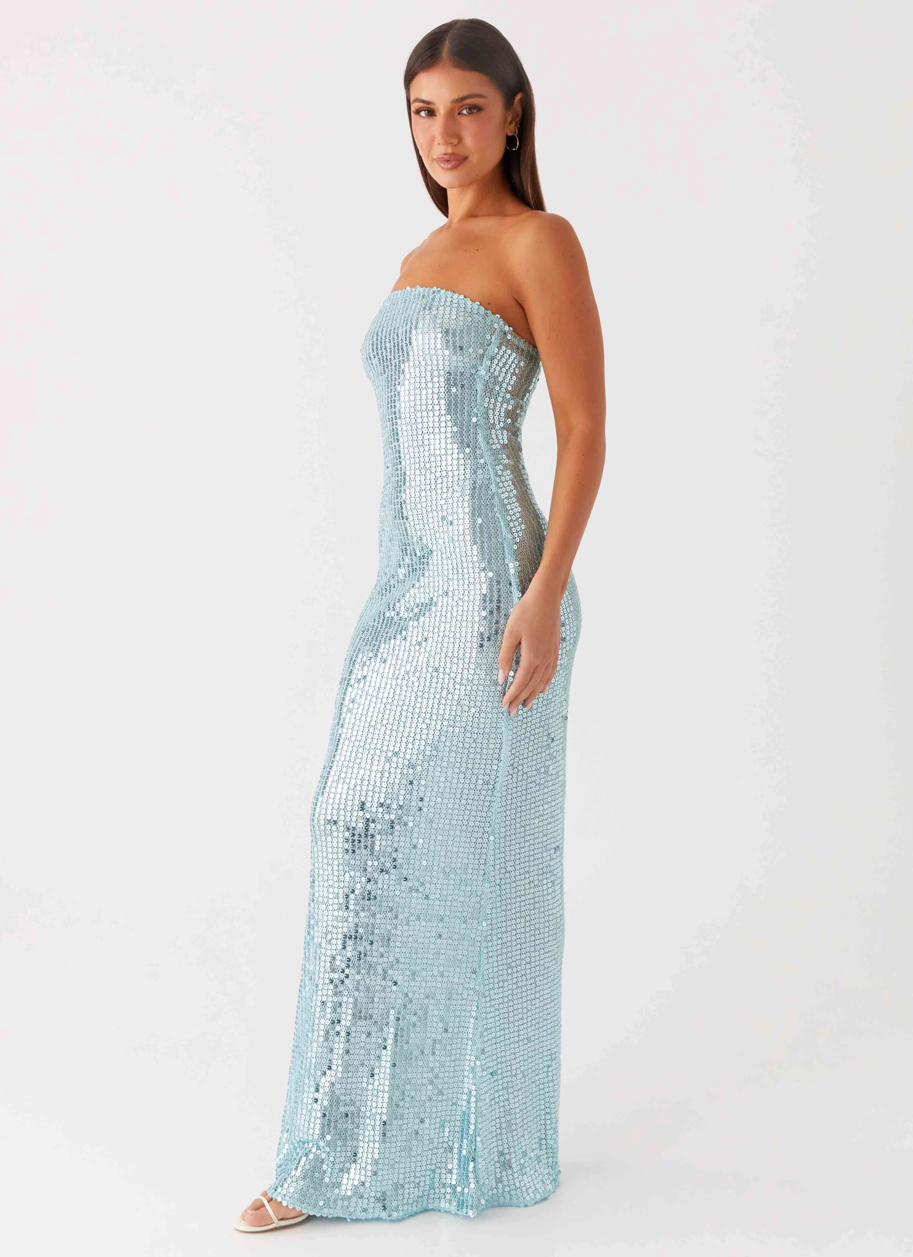 Lyric Sequin Maxi Dress - Turquoise Chic Comfort Wear