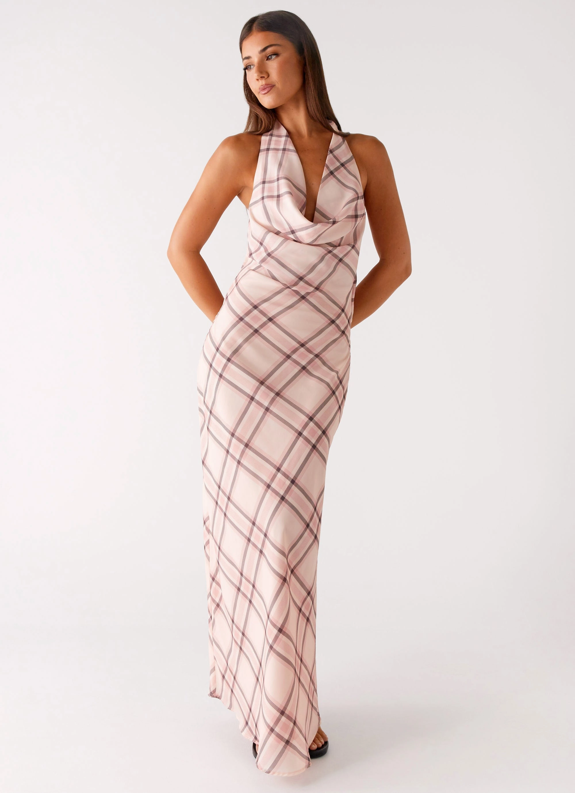 Curve Friendly Muse Maxi Dress - Pink Check