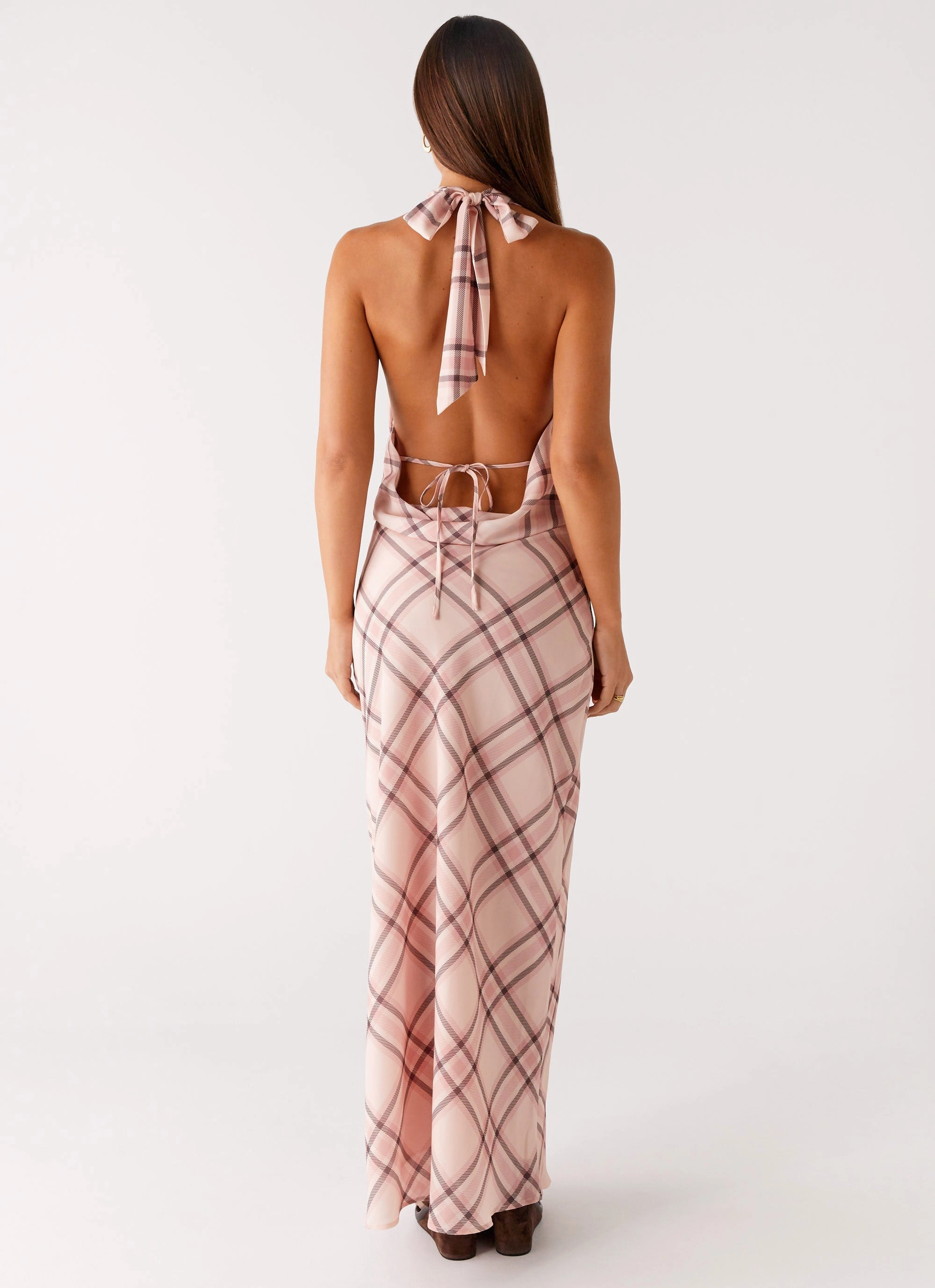 Muse Maxi Dress - Pink Check Pastel-Tone
