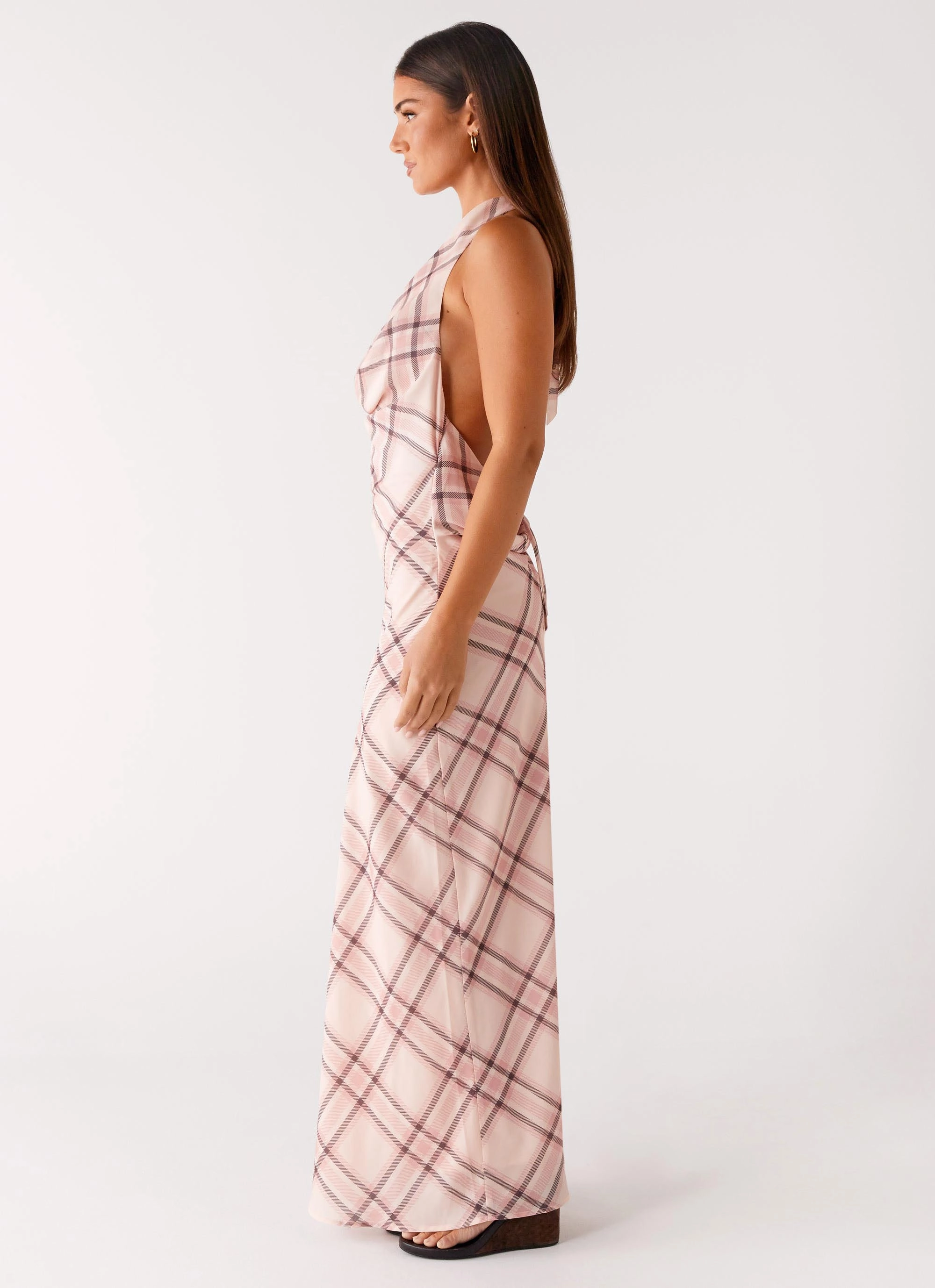 Light Wrap Radiant Mood Muse Maxi Dress - Pink Check