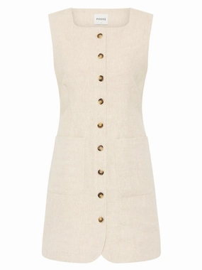 Emma Mini Dress in Natural Tiered Skirt