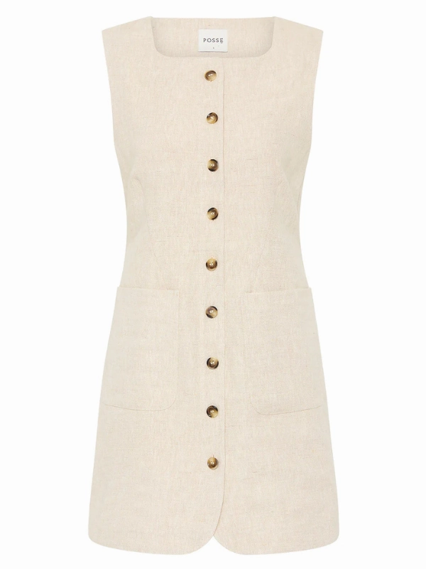 Emma Mini Dress in Natural Tiered Skirt