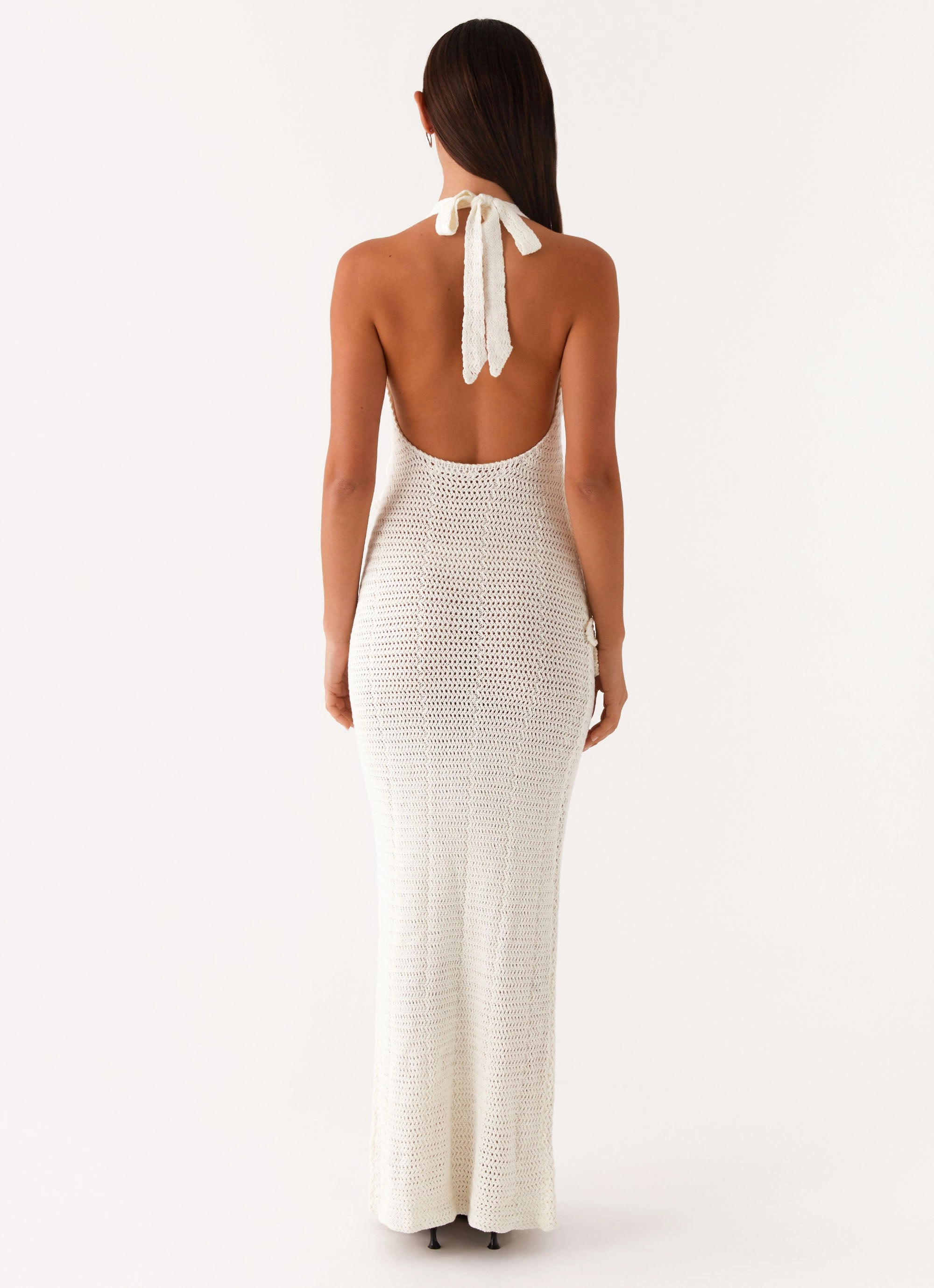 Easy Drape Novalee Flower Crochet Maxi Dress - Ivory