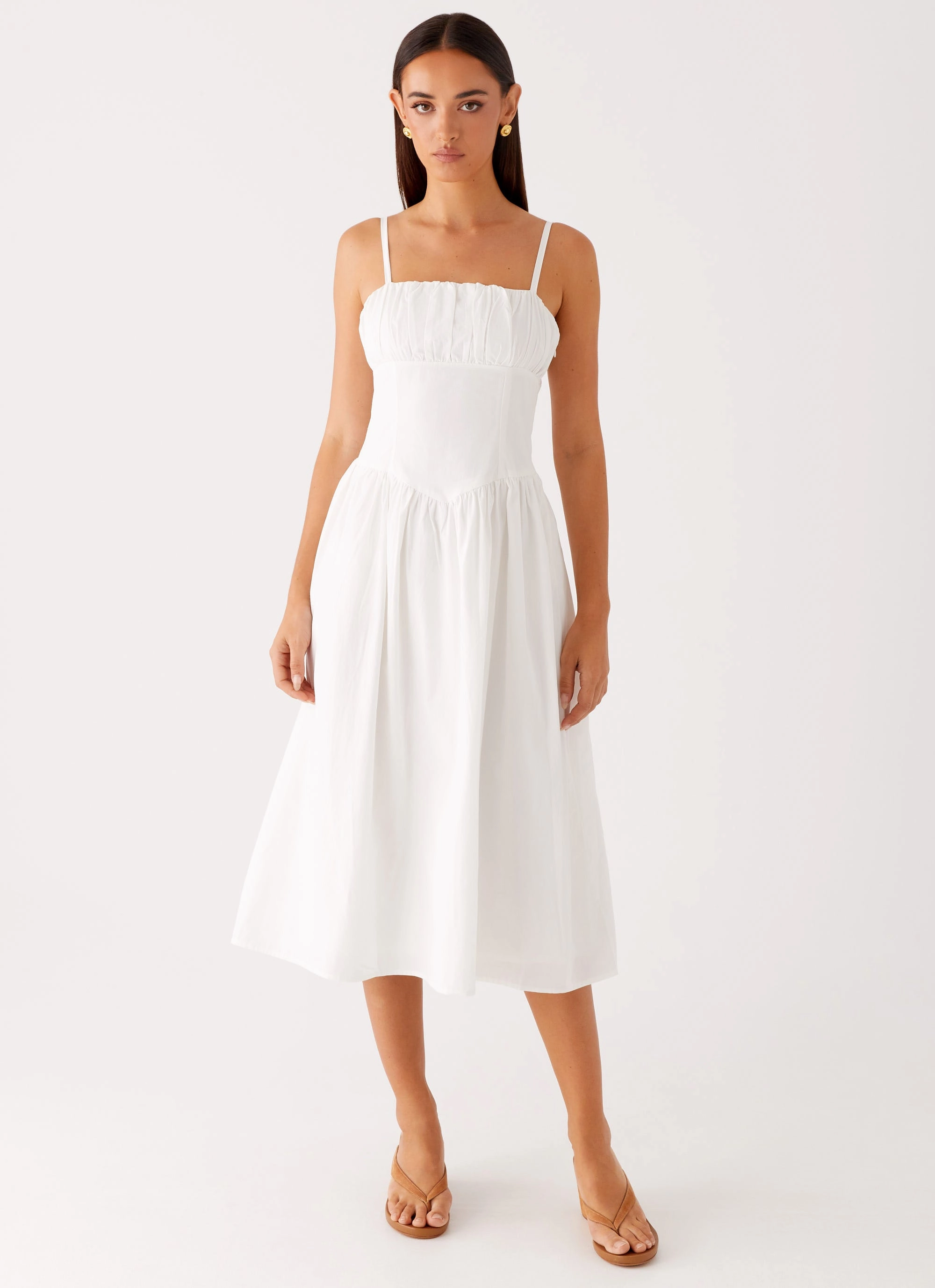 Fit Focused Open Back Phillipa Midi Dress - White