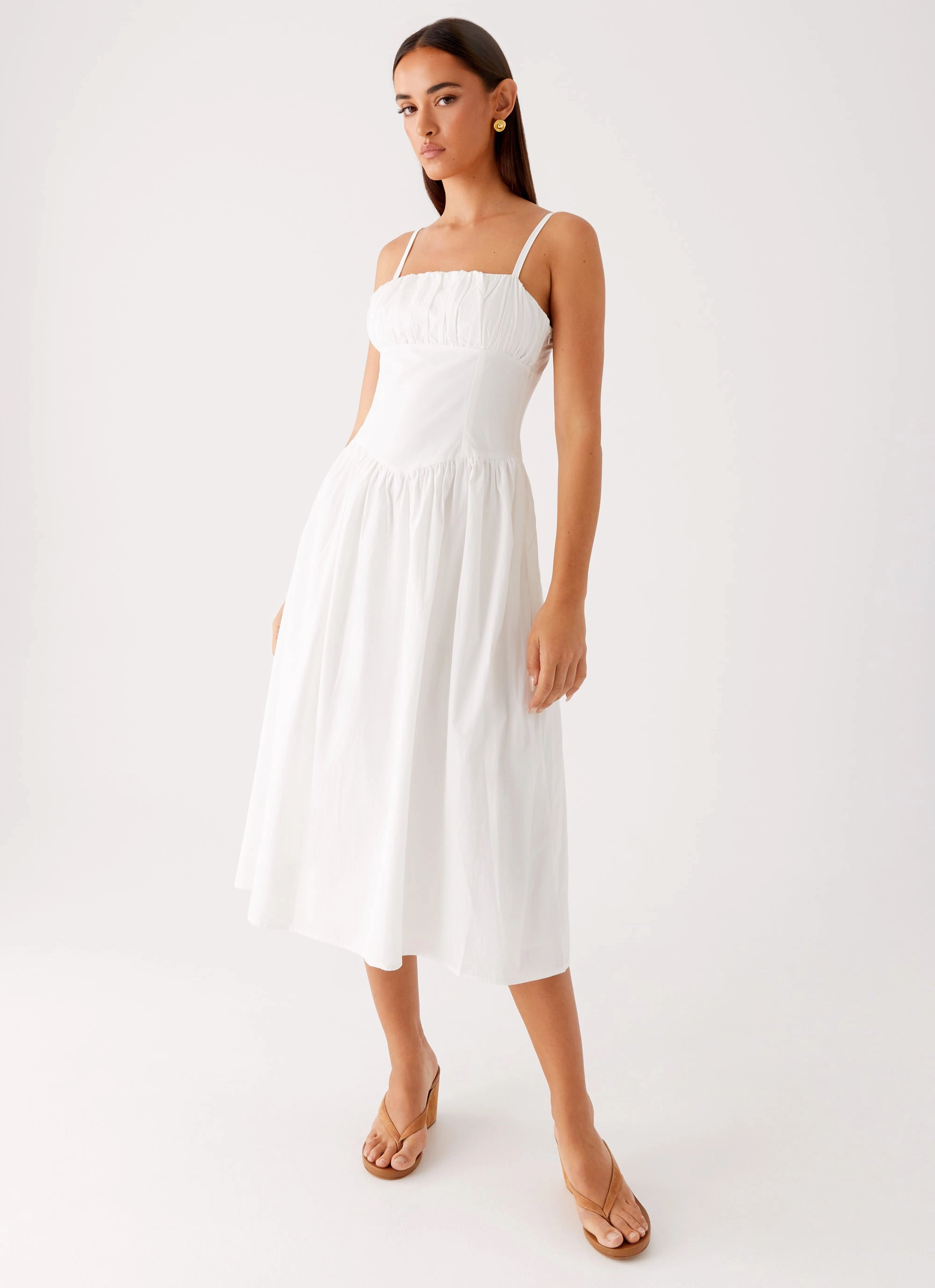 Sleek Touch Light Cloud Phillipa Midi Dress - White