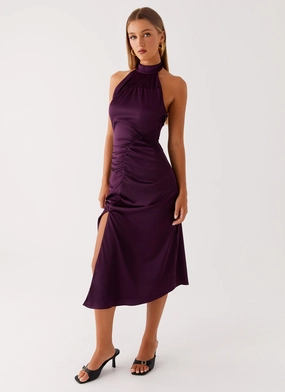 Casta Halterneck Midi Dress - Plum Bless Touch