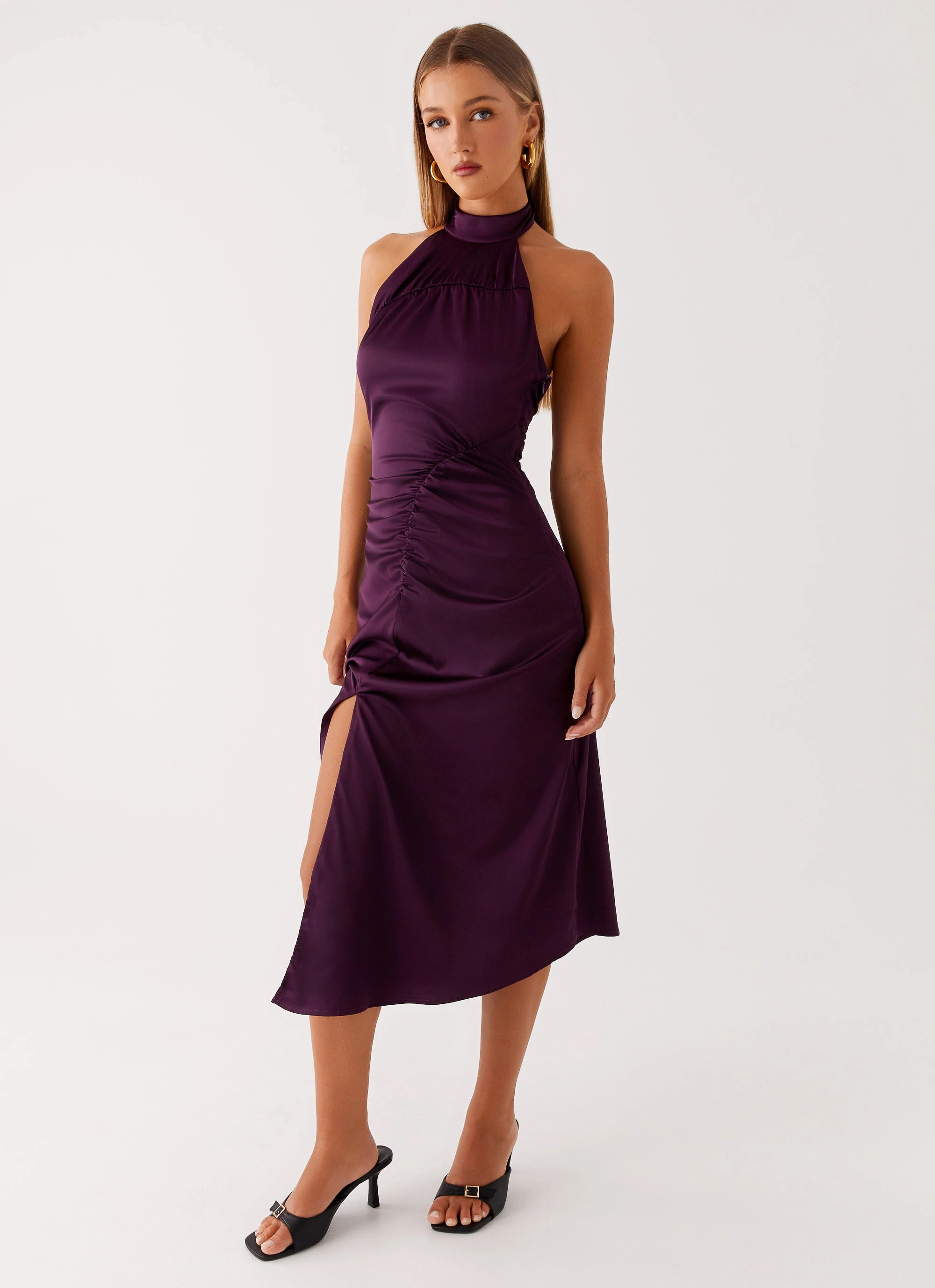 Casta Halterneck Midi Dress - Plum Fashion-Forward Fit