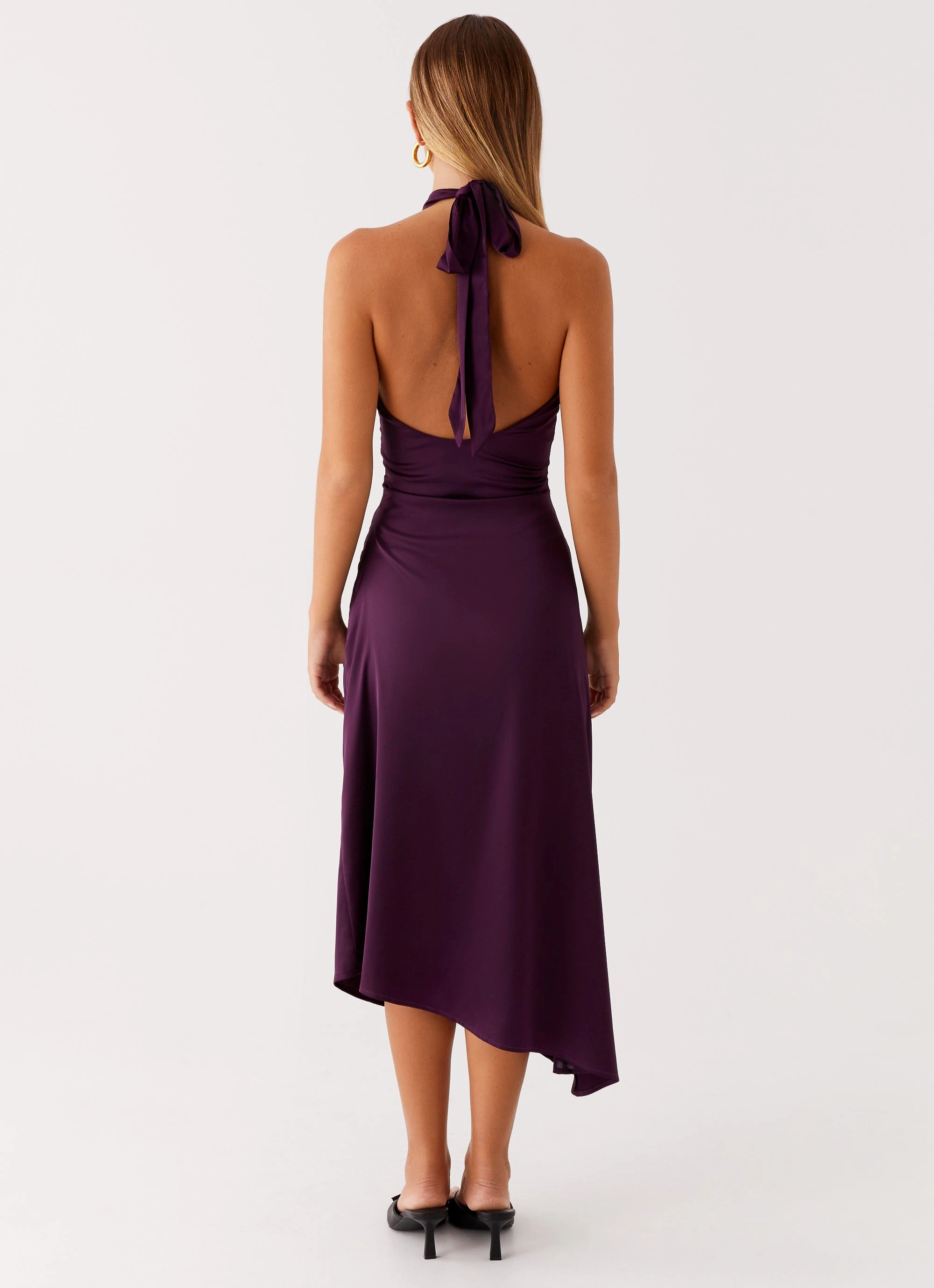 Casta Halterneck Midi Dress - Plum Cozy Energy Form Fit