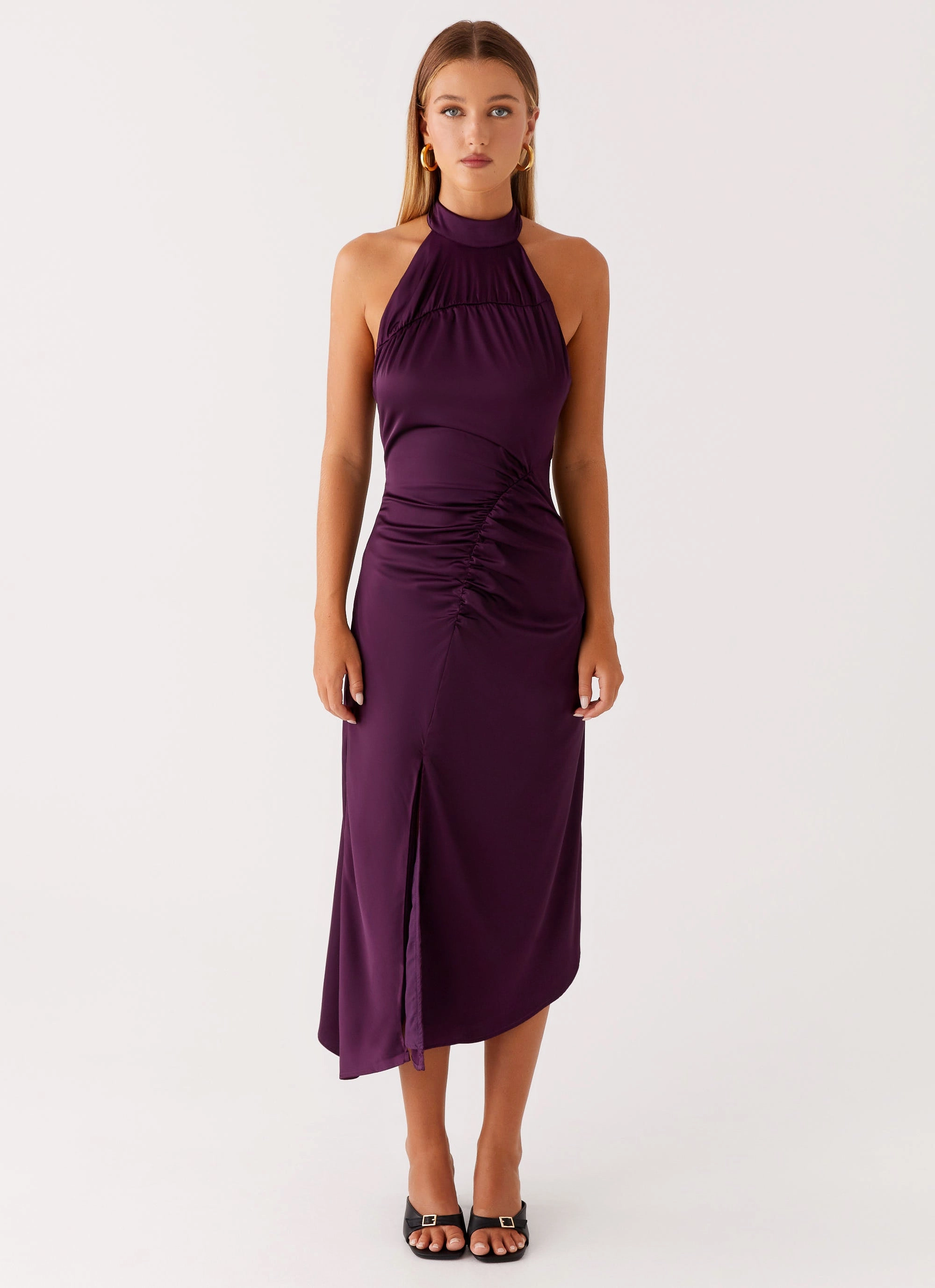 everyday elegance Casta Halterneck Midi Dress - Plum