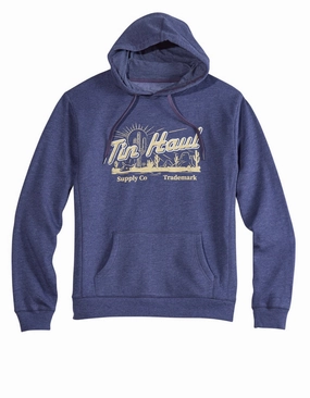 Tin Haul Mens Cactus Scene Navy Poly/Cotton Hoodie StretchFit Silhouette Functional Layer Piece
