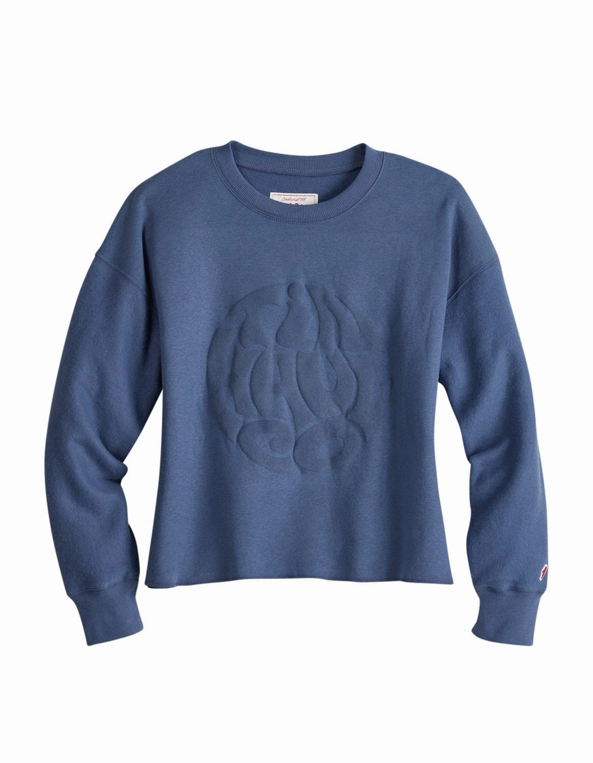 Tin Haul Womens Embossed Circle Navy Cotton Blend Pullover Sweater Chic Layering Windproof Weave