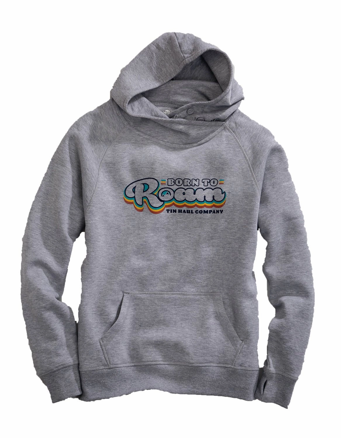 Tin Haul Womens Heather Grey Cotton Blend Born to Roam Hoodie Fashion Layers