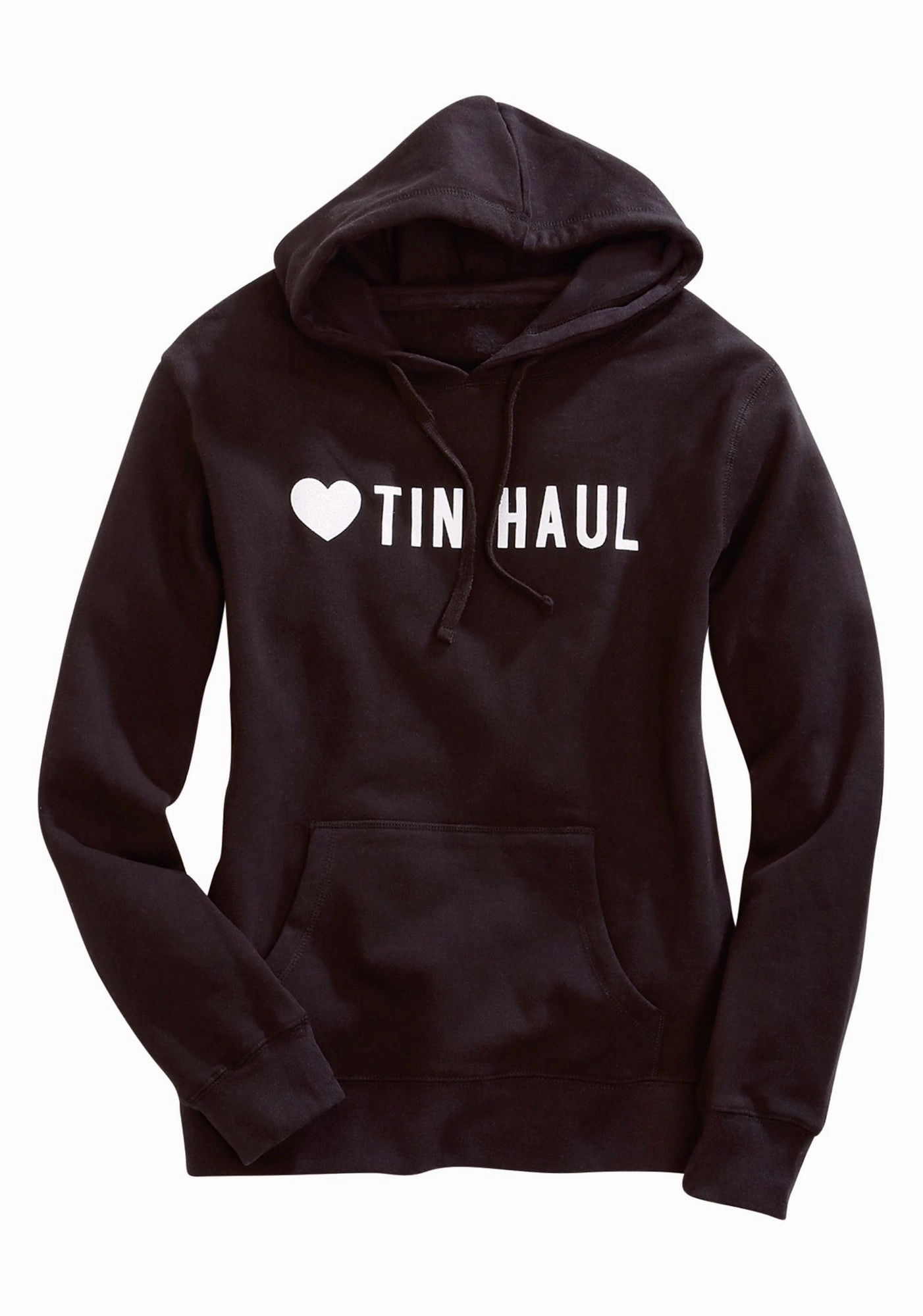 Weatherproof Zipper Layer Essential Piece Tin Haul Womens Love Heart Black Cotton Blend Hoodie