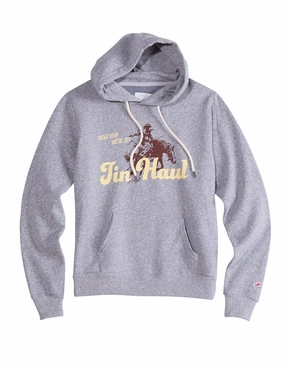 Tin Haul Womens Wear Your Metal Out Bronc Grey Cotton Blend Hoodie Heat Keep