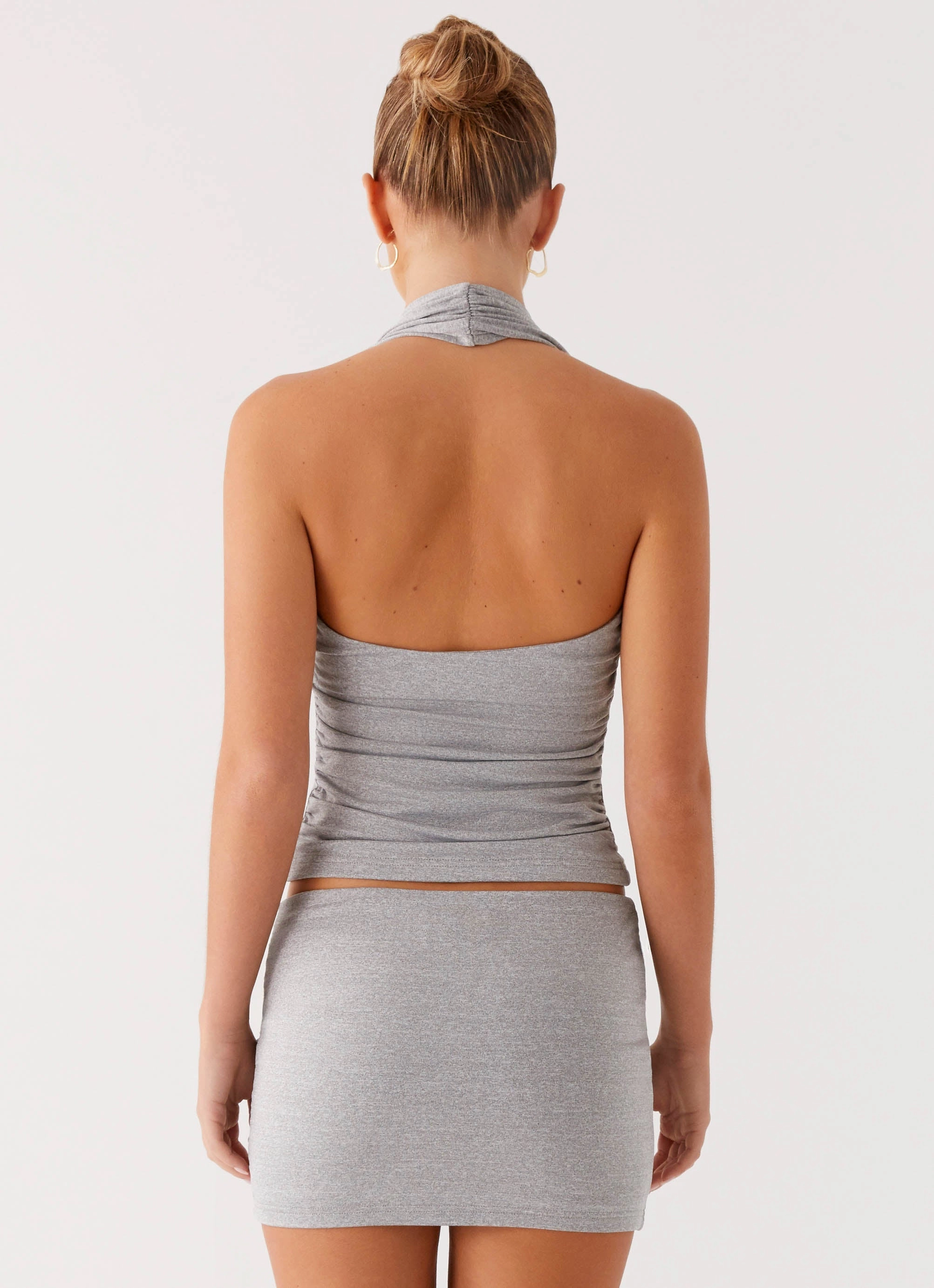 ReinforcedStitching Recycled Polyester Fabric Amia Halter Top - Grey Marle