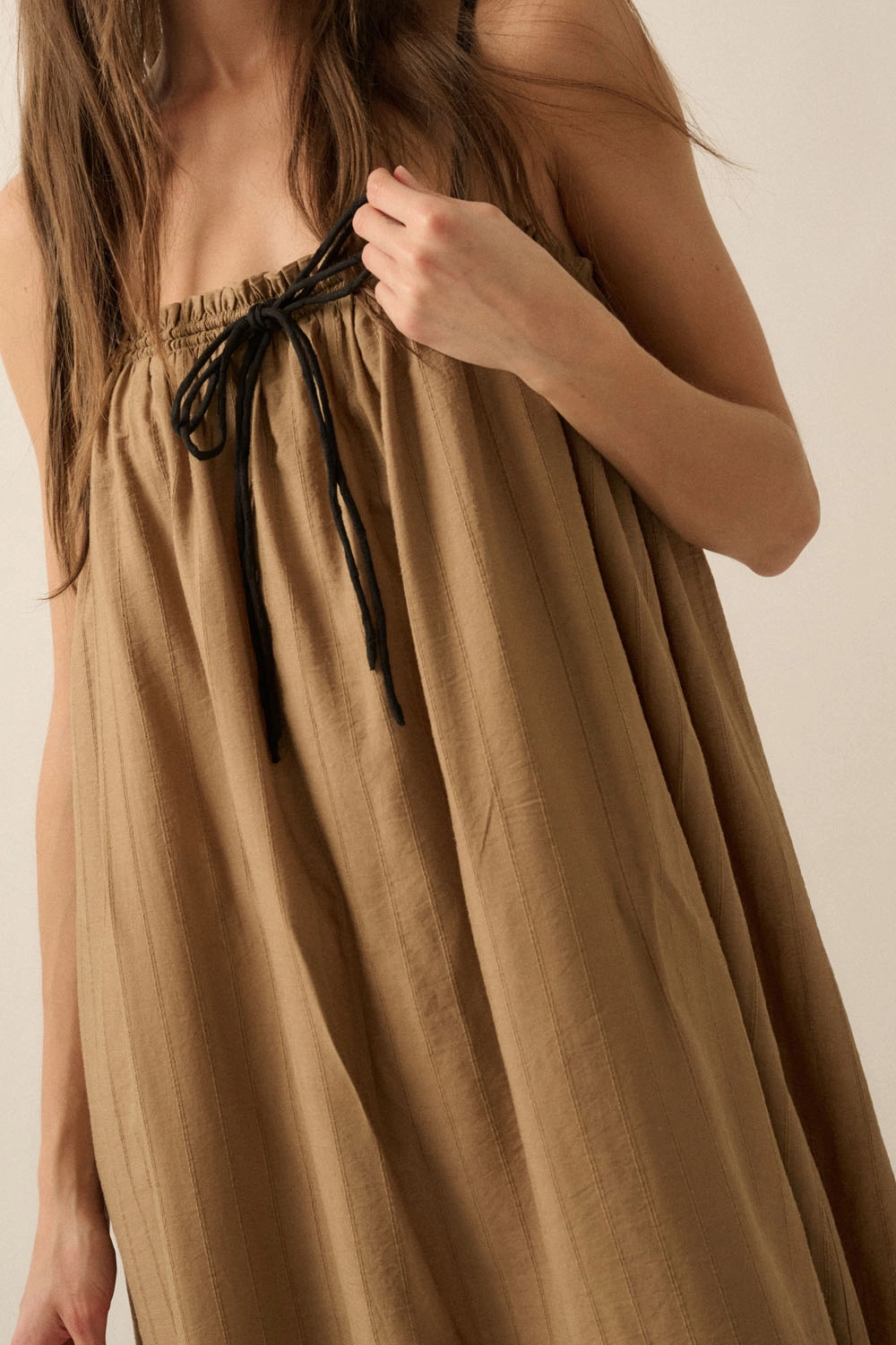 Tonal Striped Maxi Dress - Taupe Evening Classic Evening Chic