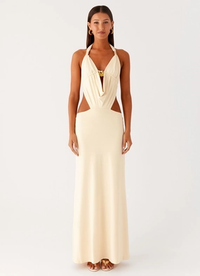 Lightweight Feel Torina Halter Maxi Dress - Lemon