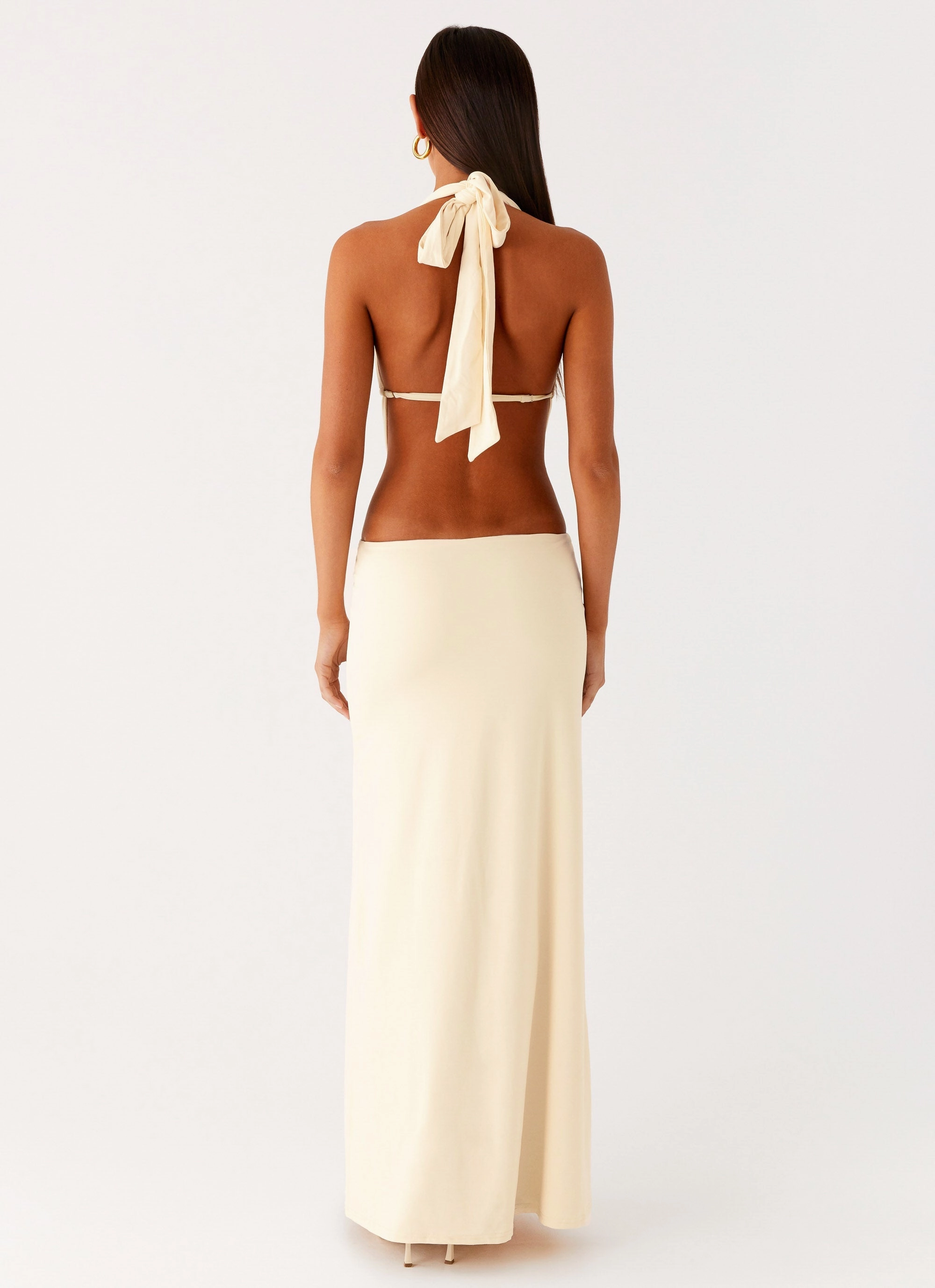 Torina Halter Maxi Dress - Lemon Delicate Details Comfortable Wear