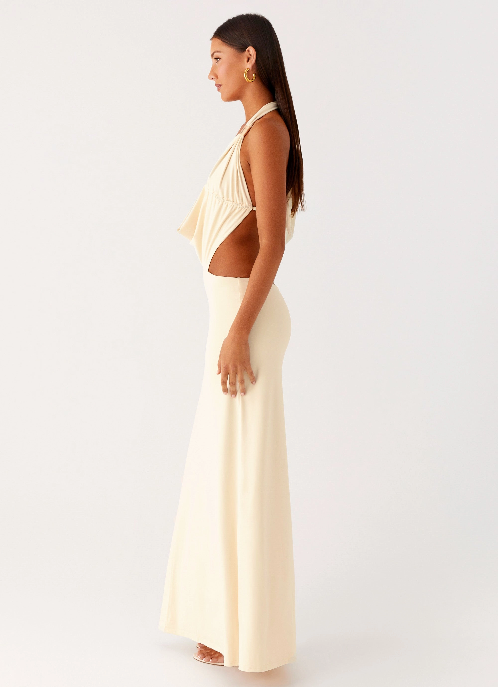 Torina Halter Maxi Dress - Lemon Fashionable Cut