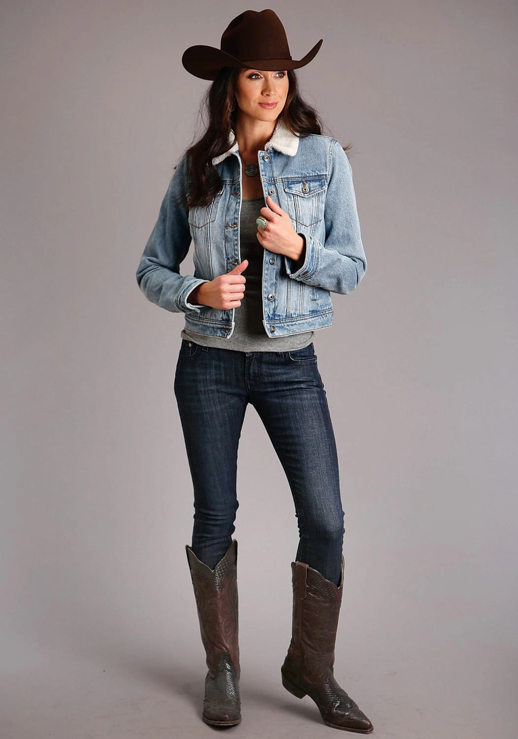 Stetson Womens Blue 100% Cotton Sherpa Lined Jacket All Year Use Noise Reduced Fabric