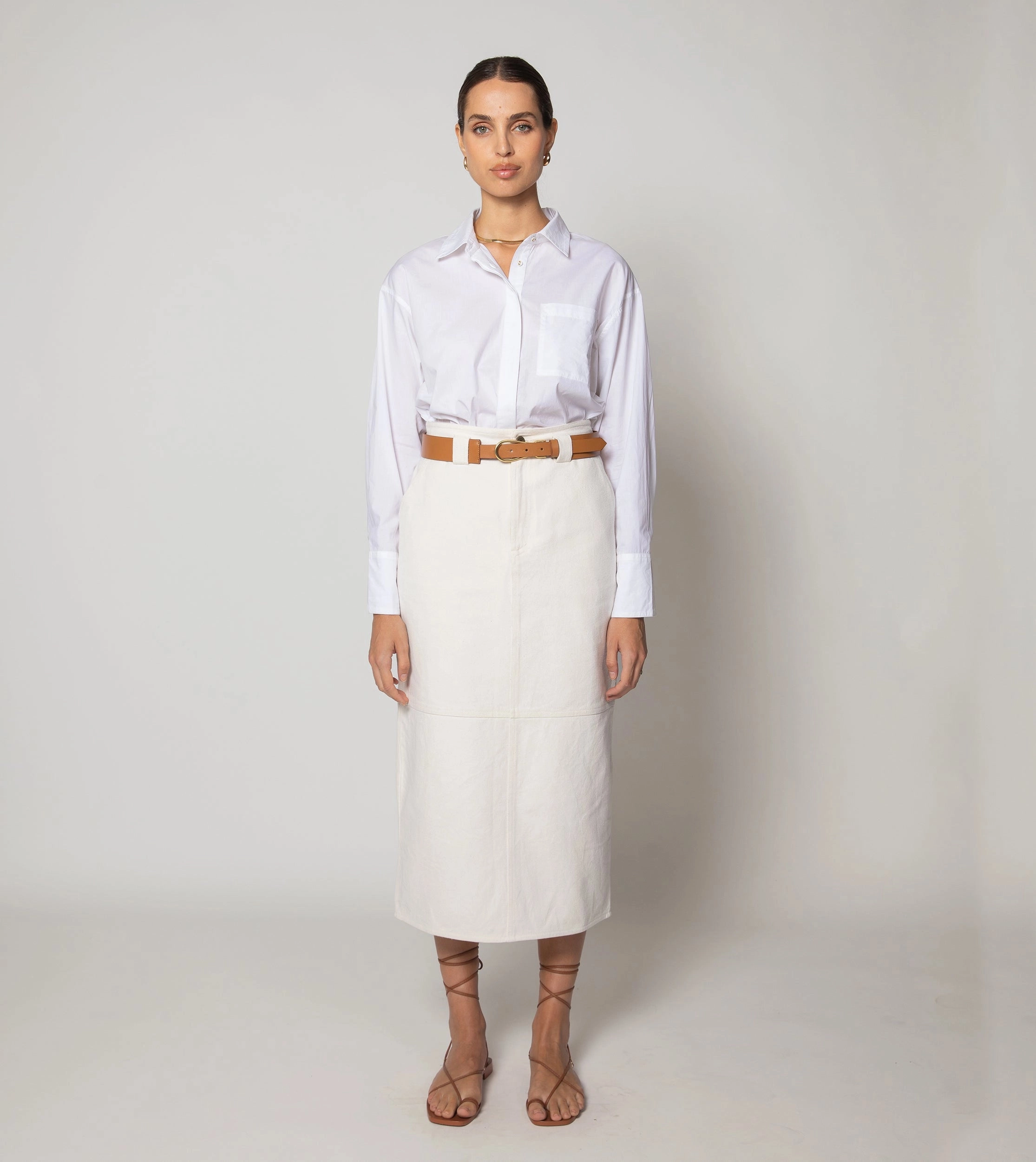 DoubleNeedle Stitching Travis Belt | Caramel