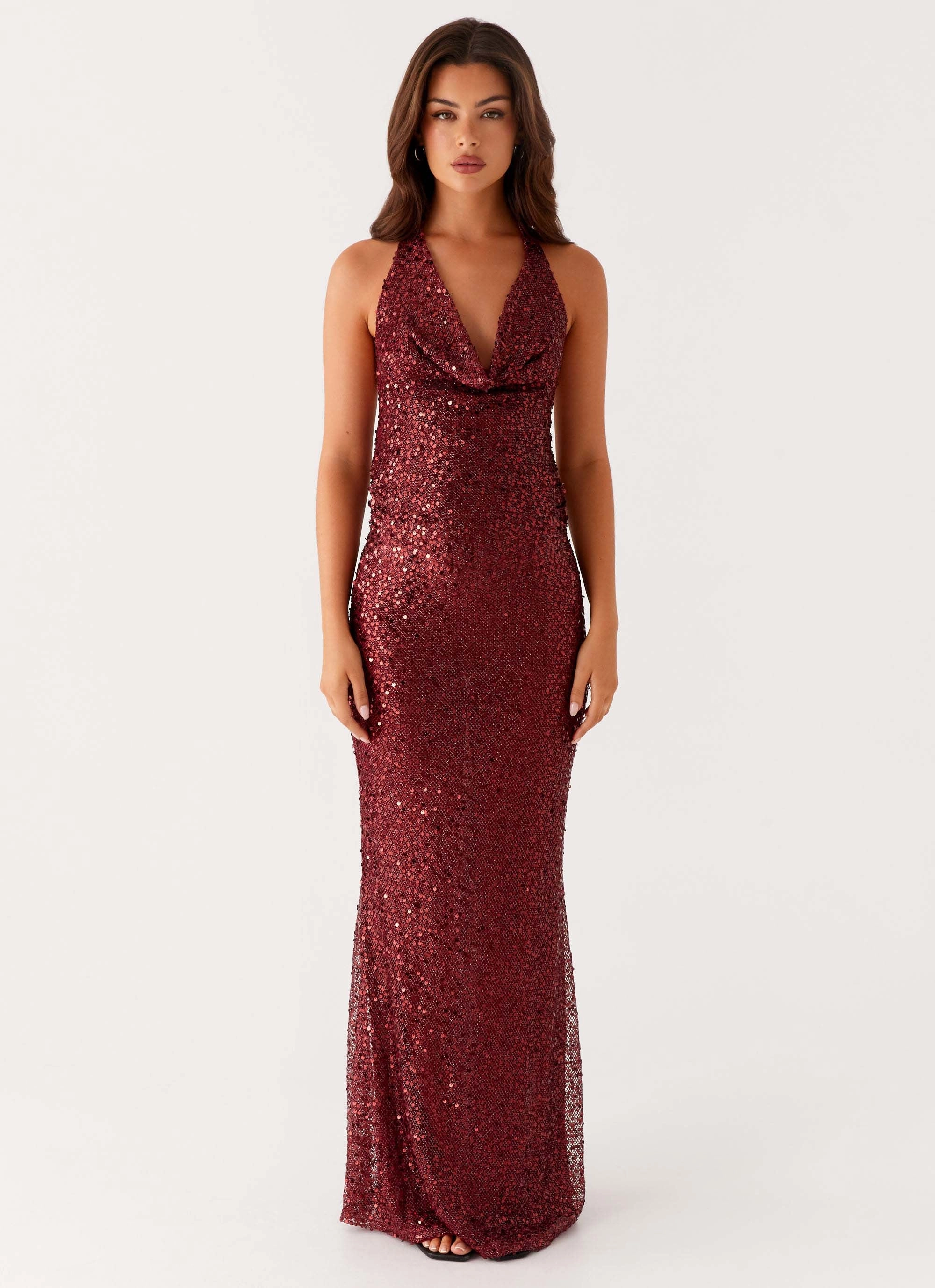 Treasured Sequin Maxi Dress - Fuchsia Classic Cut
