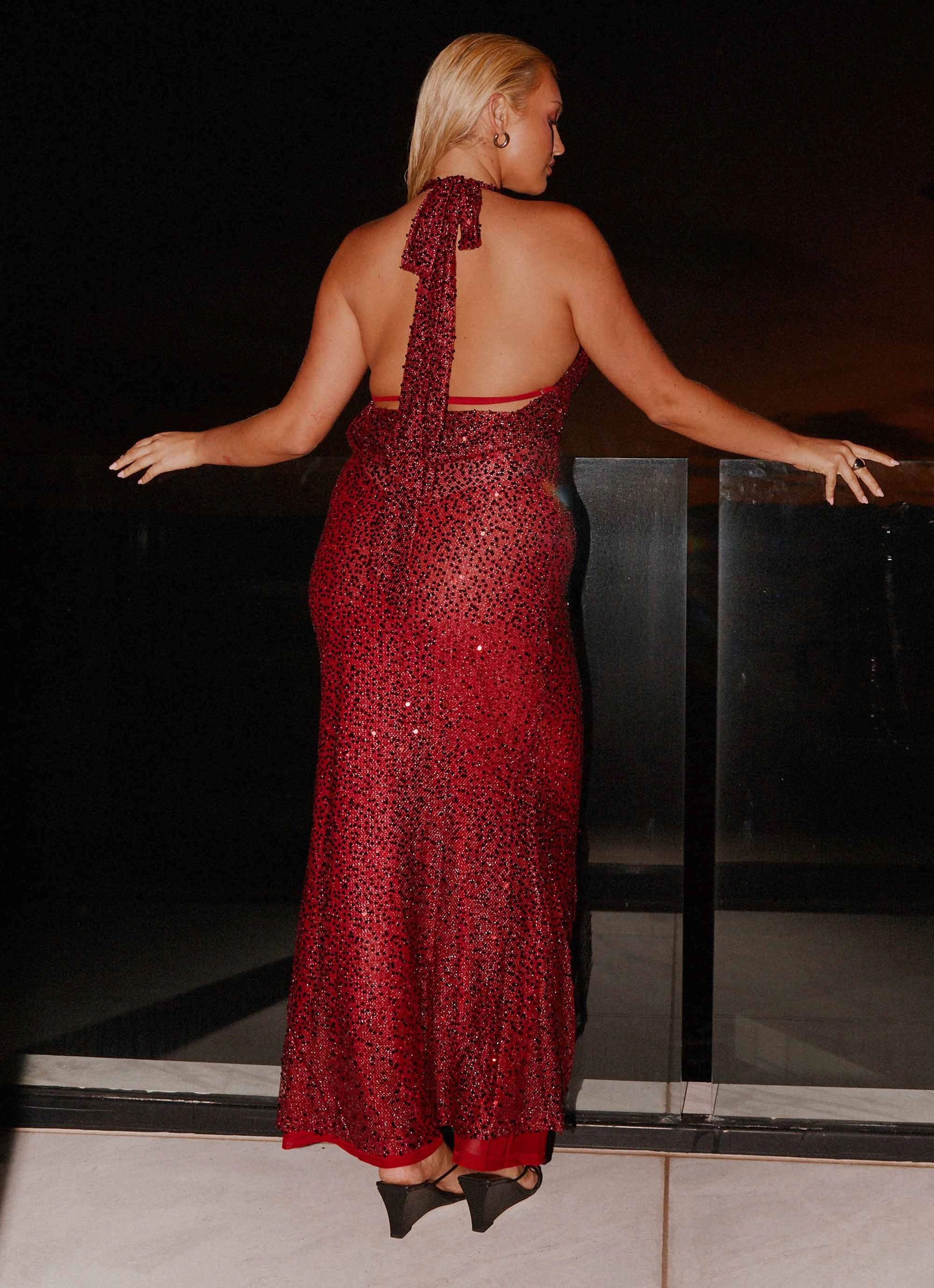 Clean Chic Love Glow Treasured Sequin Maxi Dress - Fuchsia