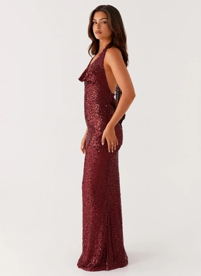 Treasured Sequin Maxi Dress - Fuchsia Sleek Flex