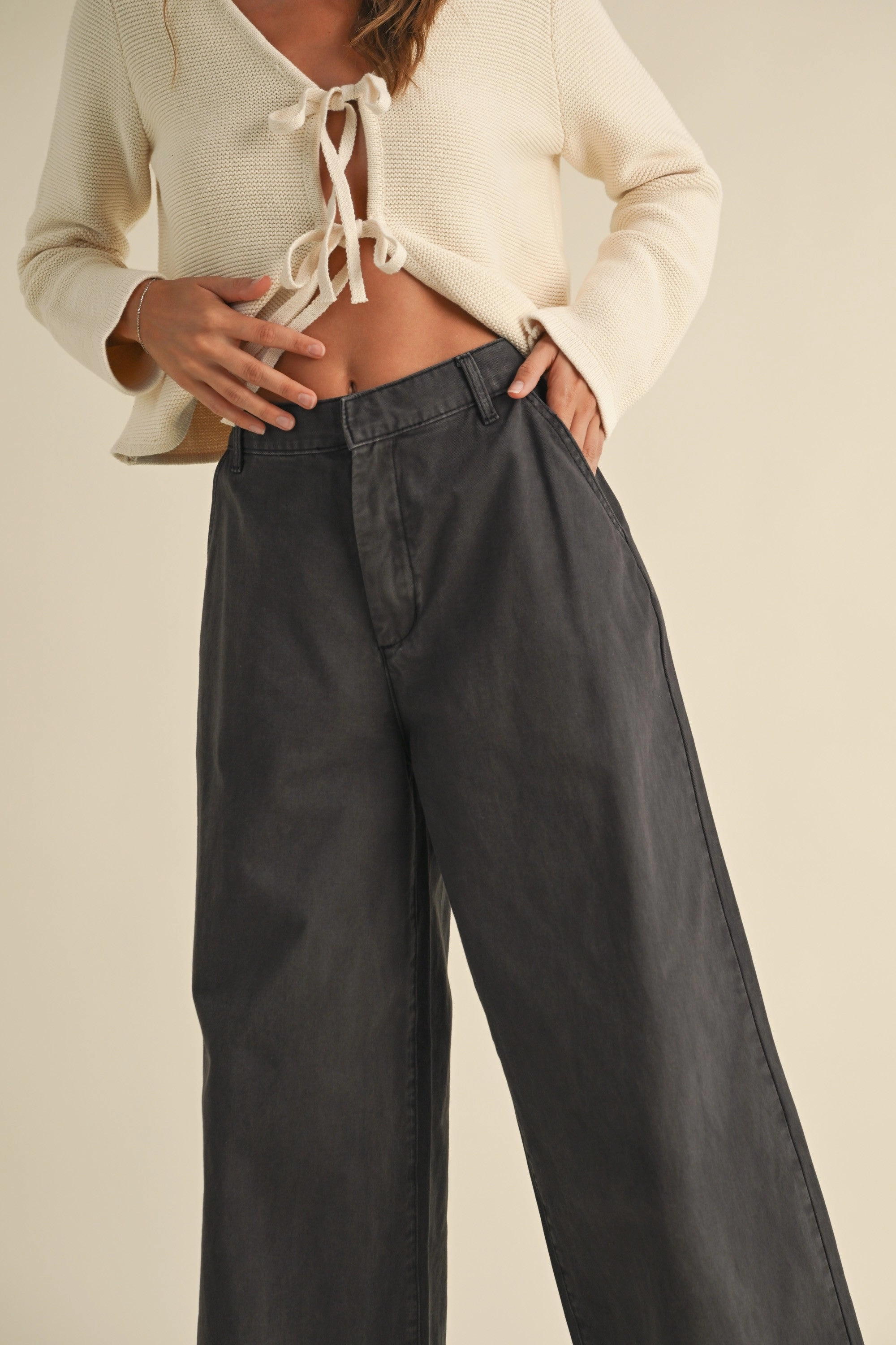 Weekend Style Anti Static Lining Wide Leg Pants