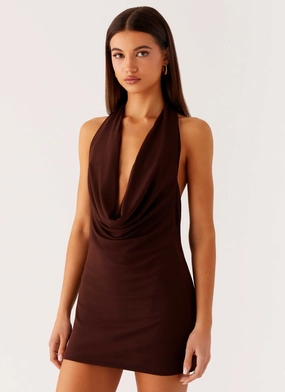 Love Glow Saffron Skies Mini Dress - Chocolate
