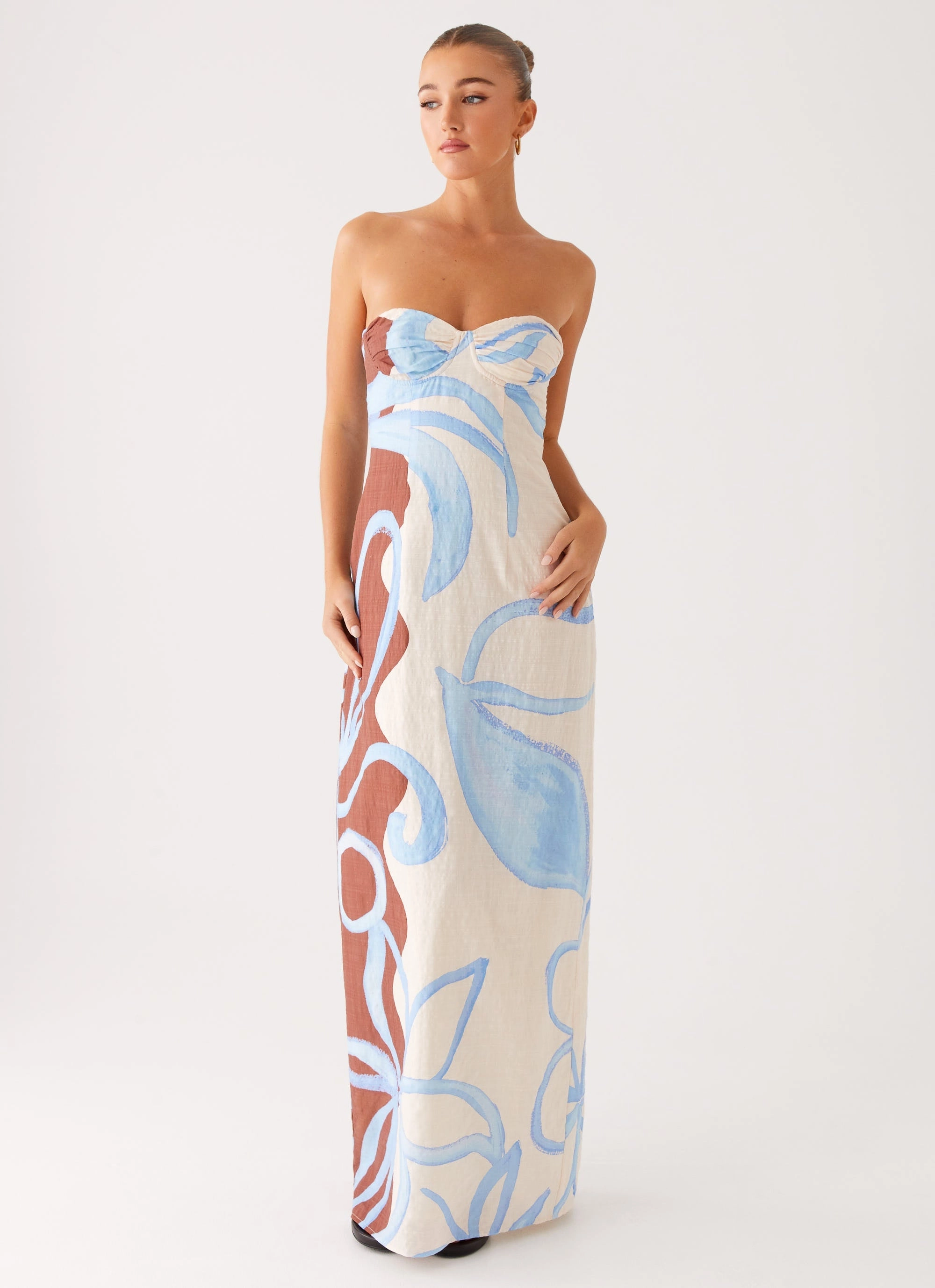 Raiden Maxi Dress - Bloom Wave Print Comfortable Silhouette Flattering Design Wear