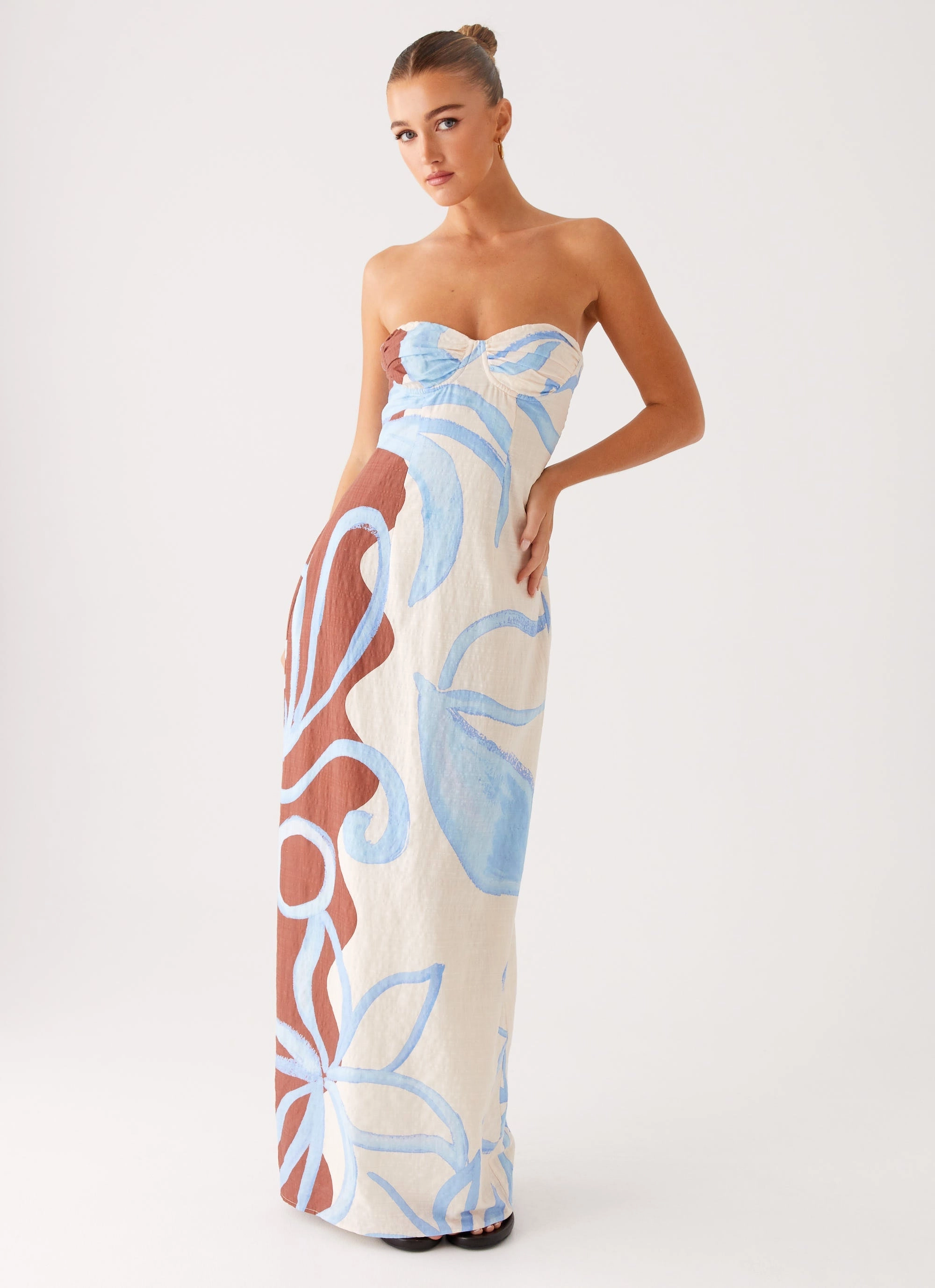 Raiden Maxi Dress - Bloom Wave Print Event Favorite Evening Event