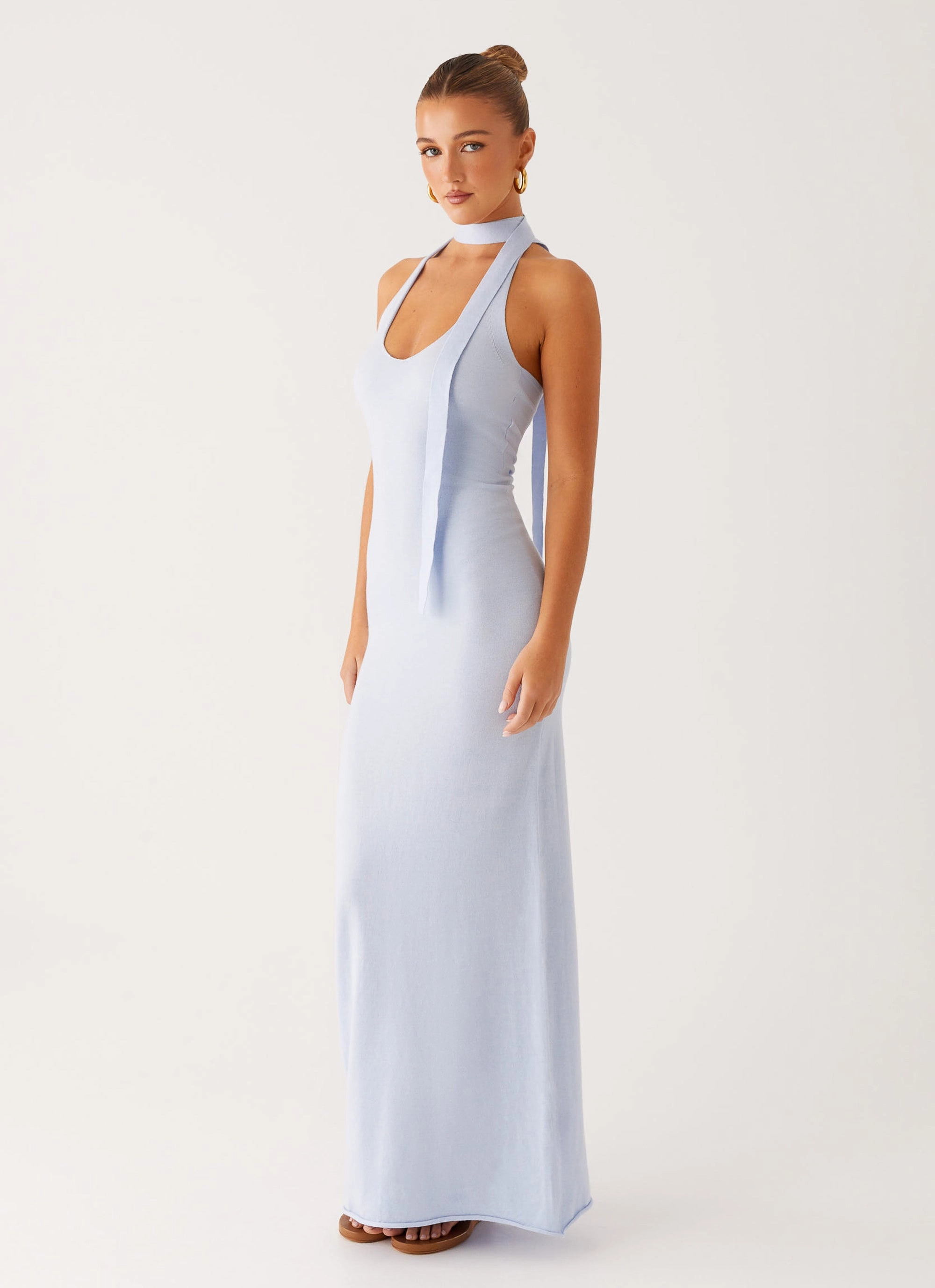 Elegant Flow Eddie Knit Maxi Dress - Blue