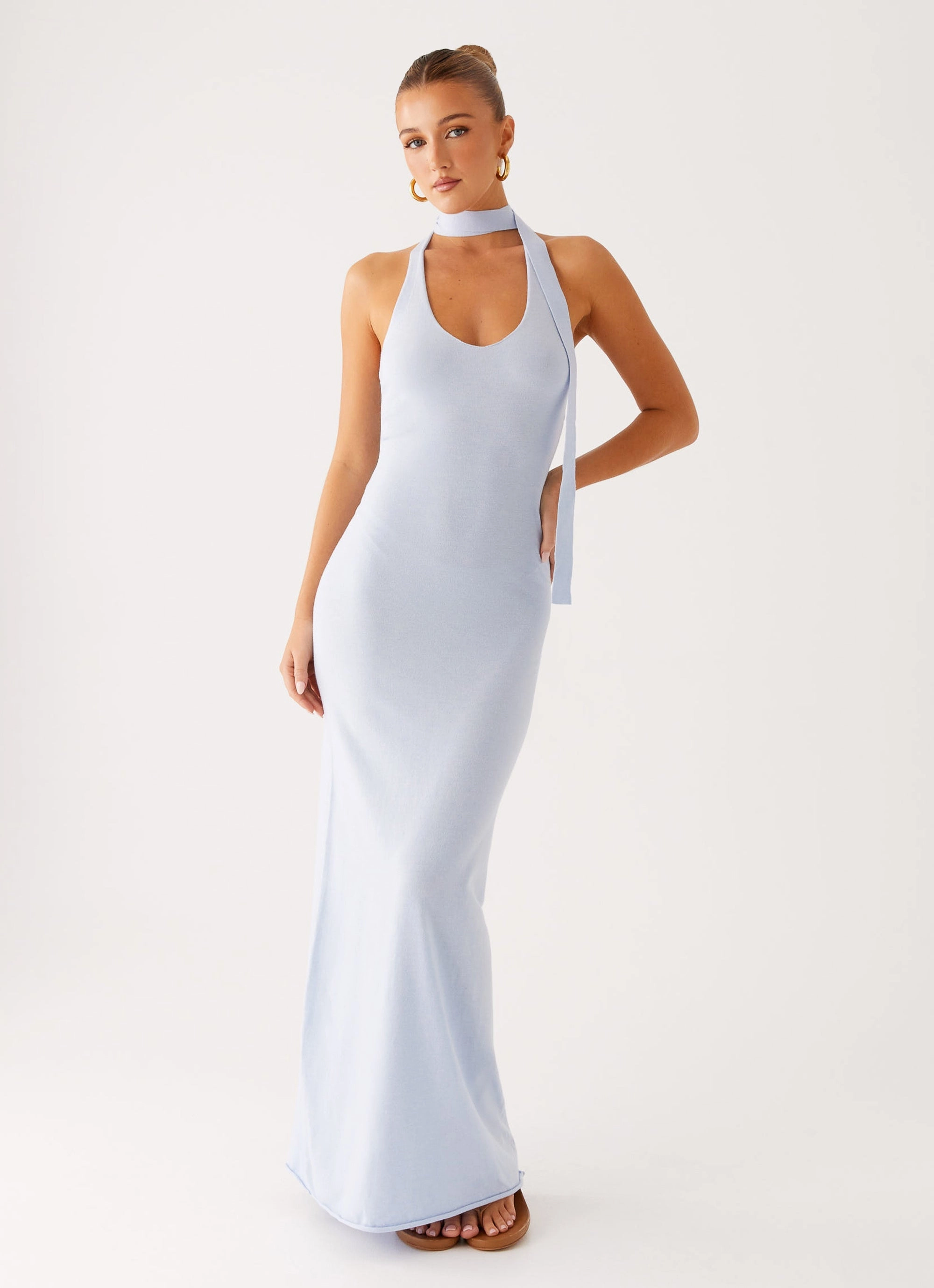 Sleek Outline Eddie Knit Maxi Dress - Blue