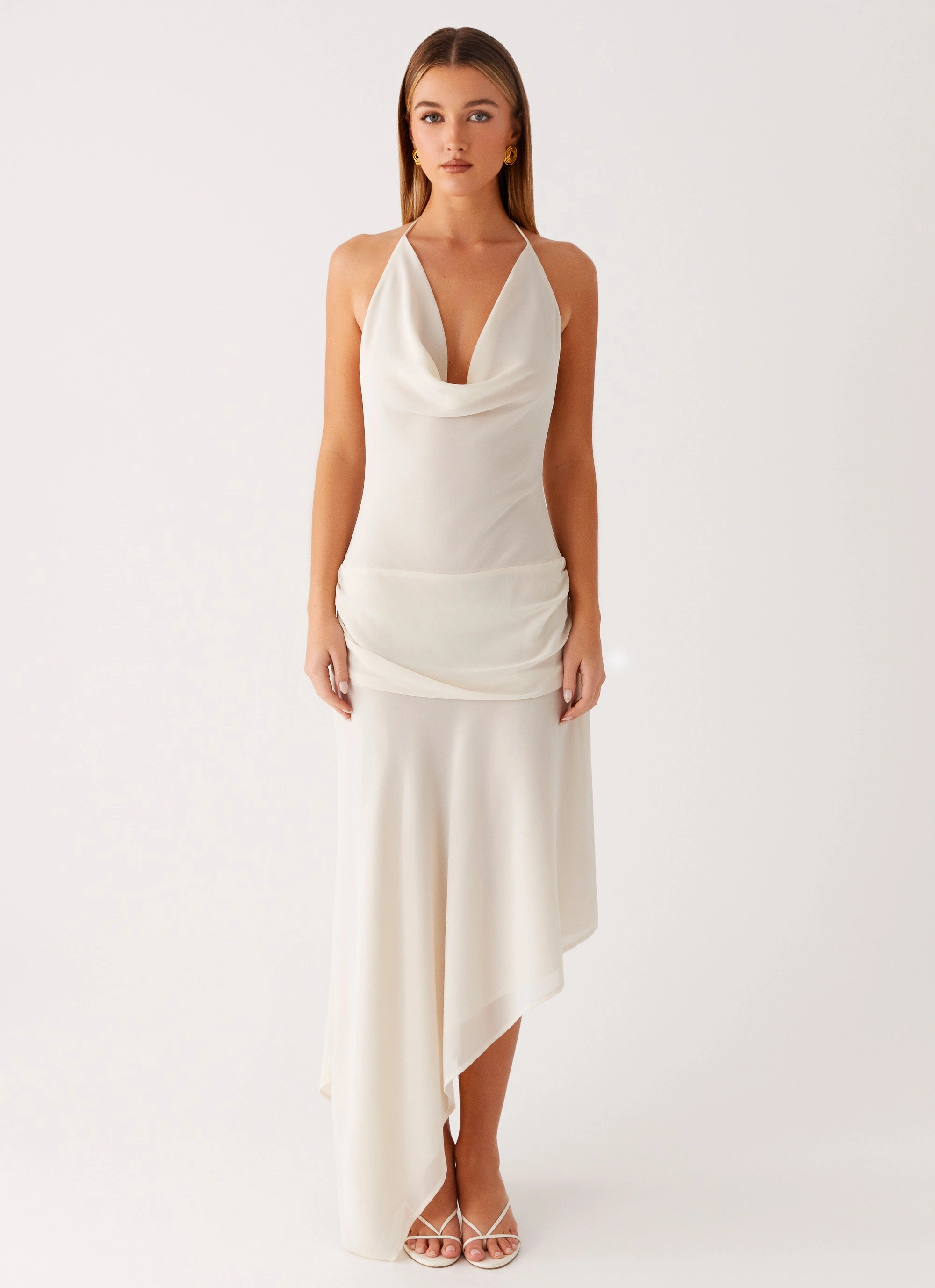Classic Wear Spring-Season Nyra Midi Dress - Cream