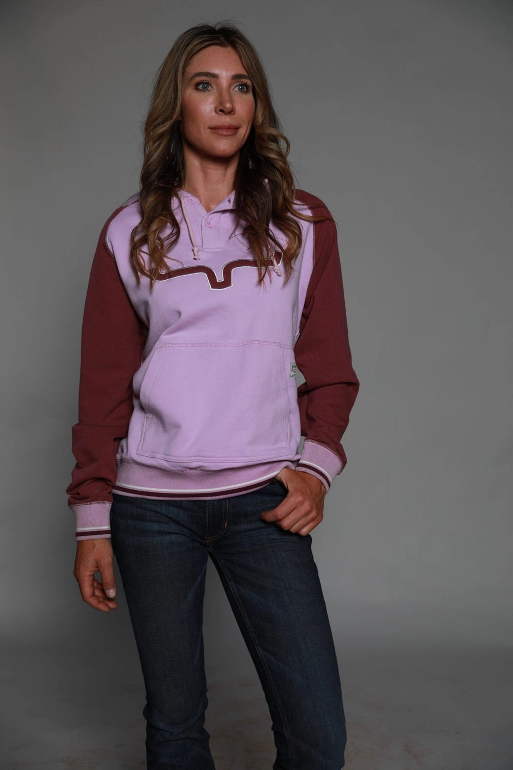 Functional Fashion UV Protective Coating Kimes Ranch Womens Summer Love Fleece Lavender Cotton Blend L/S Hoodie